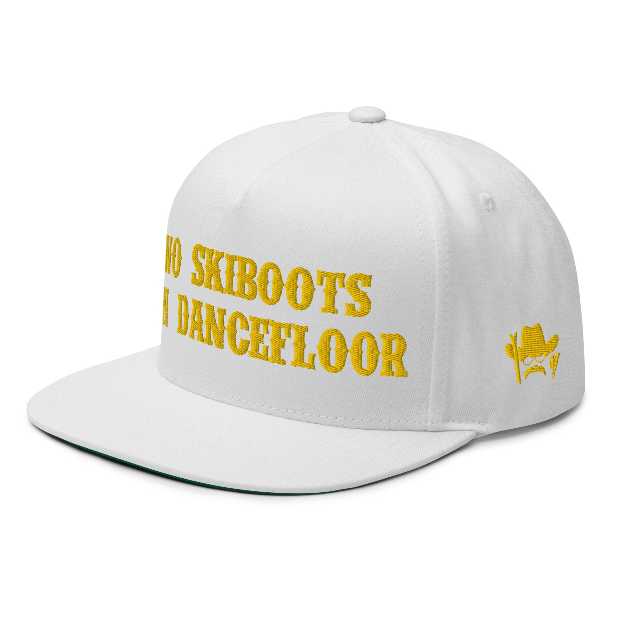 Casquette à Visière Plate en coton sergé No Skiboots on Dancefloor brodé sur 3 côtés 3DPuffy