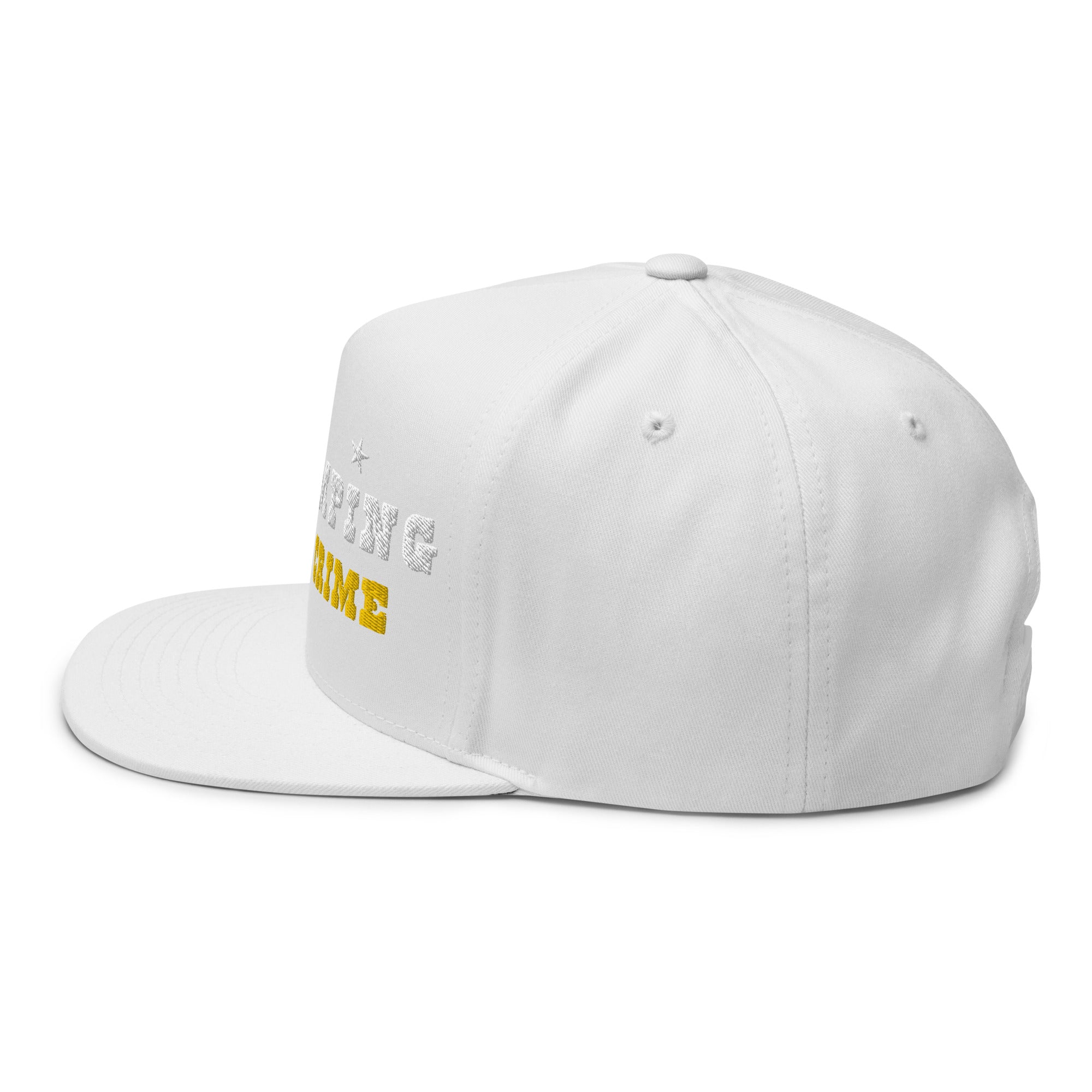 Casquette à Visière Plate en coton sergé Free camping is not a crime white/yellow