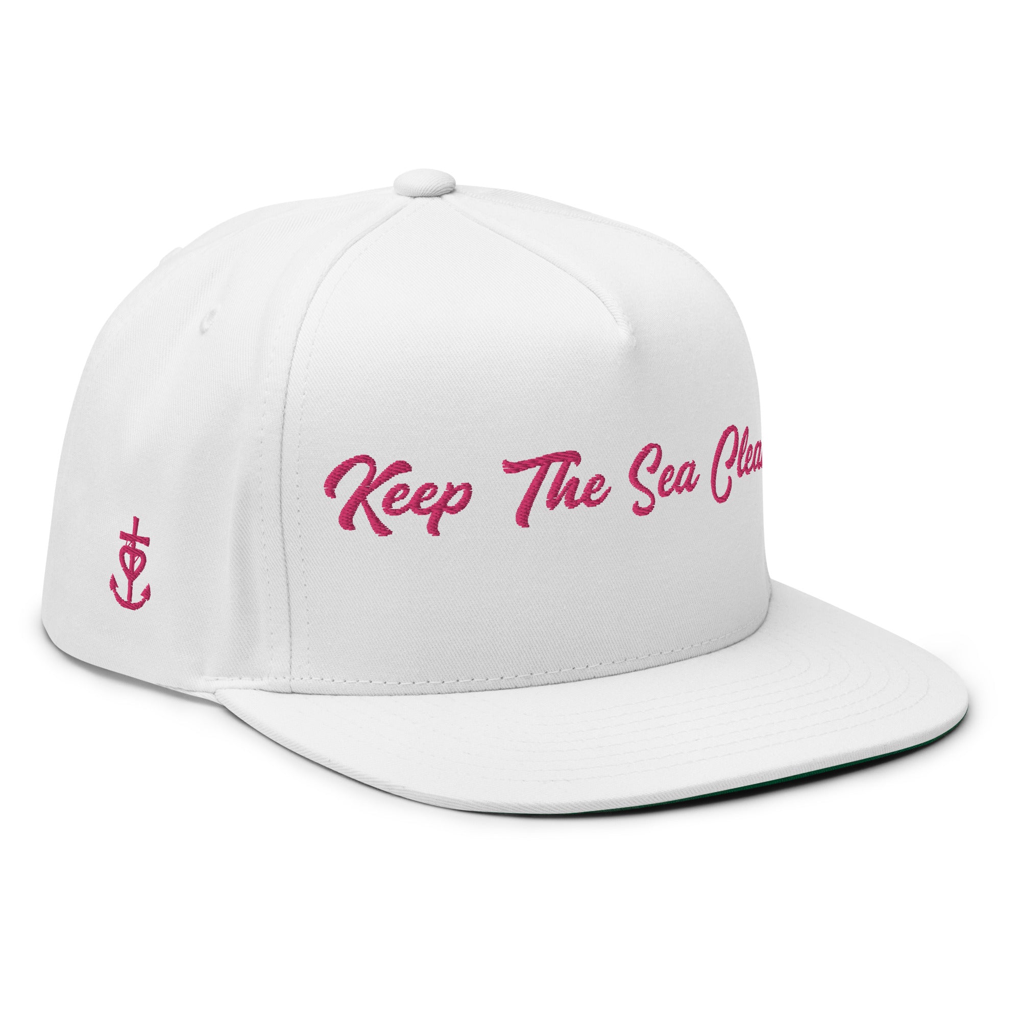 Flat Bill Cap Keep The Sea Clean Flamingo (3 sides)