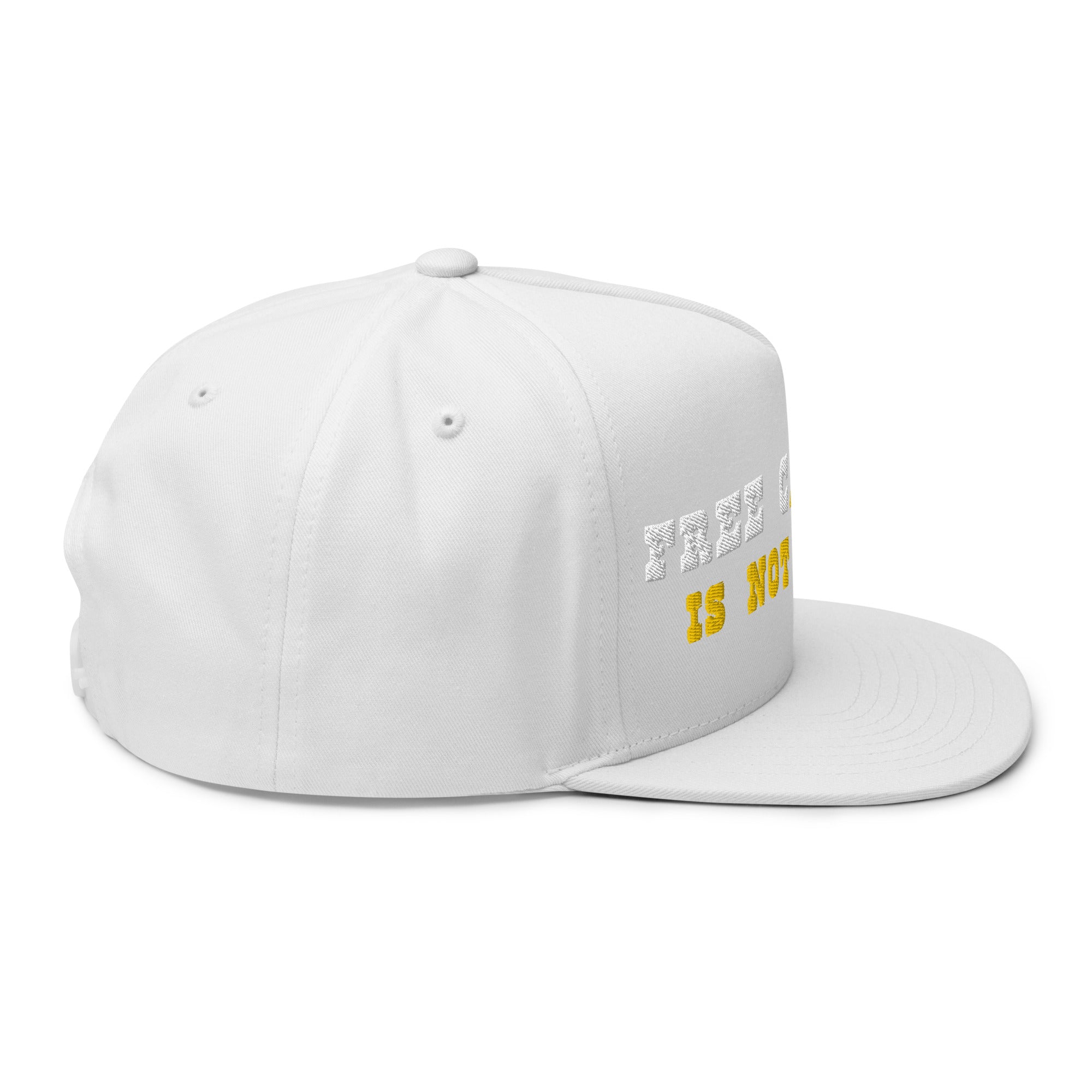 Casquette à Visière Plate en coton sergé Free camping is not a crime white/yellow