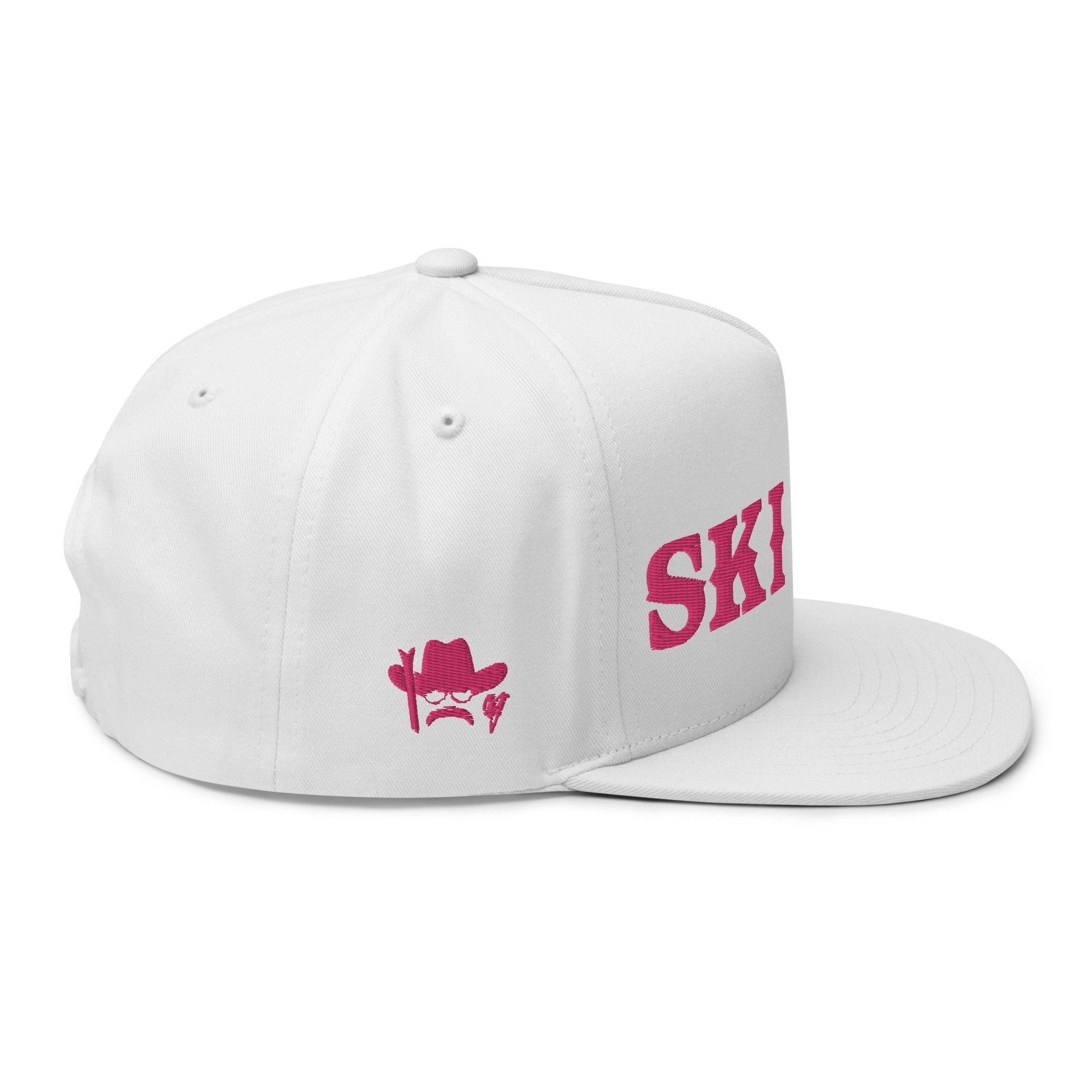 Flat Bill Cap Ski Bum Flamingo embroidered pattern (3 sides)