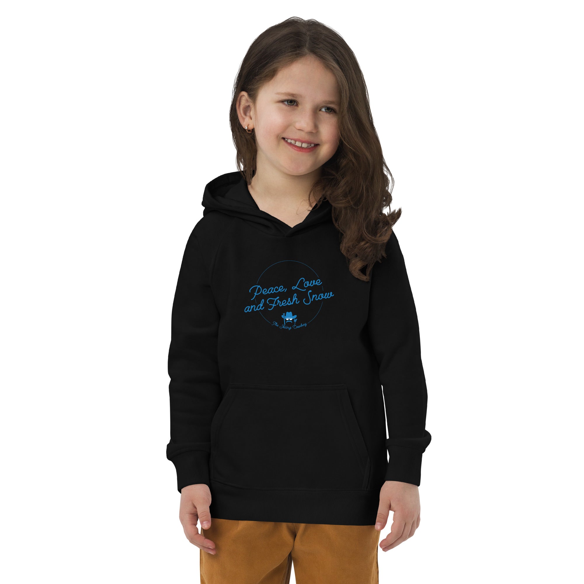 Kids eco hoodie Peace, Love and Fresh Snow