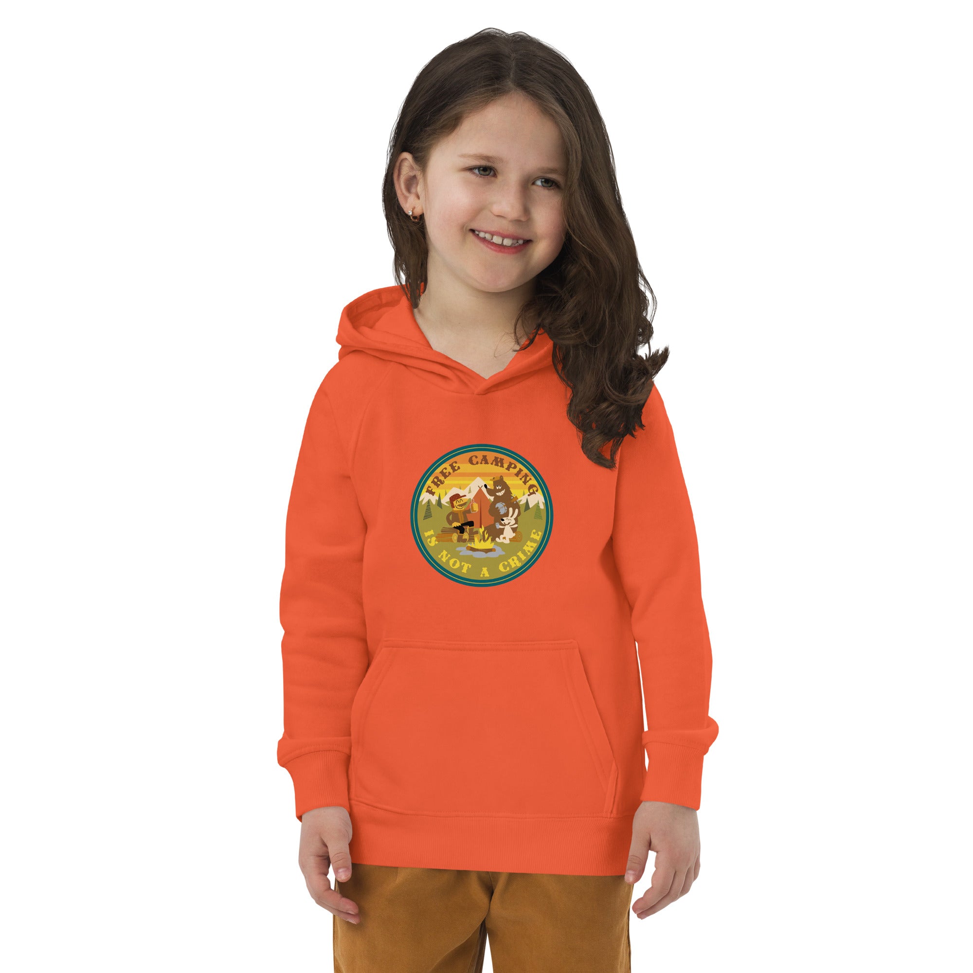 Kids eco hoodie Free Camping is not a Crime