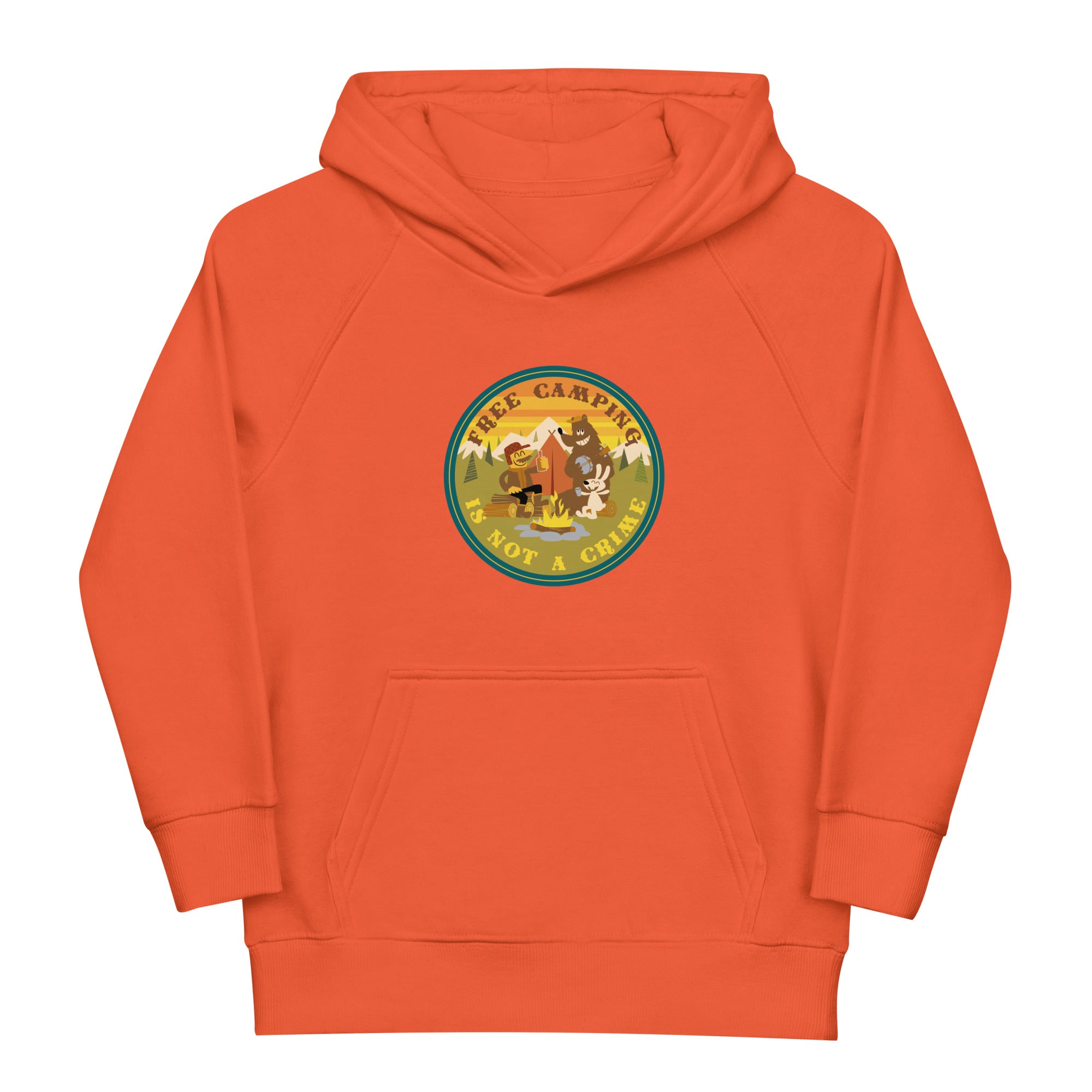 Kids eco hoodie Free Camping is not a Crime