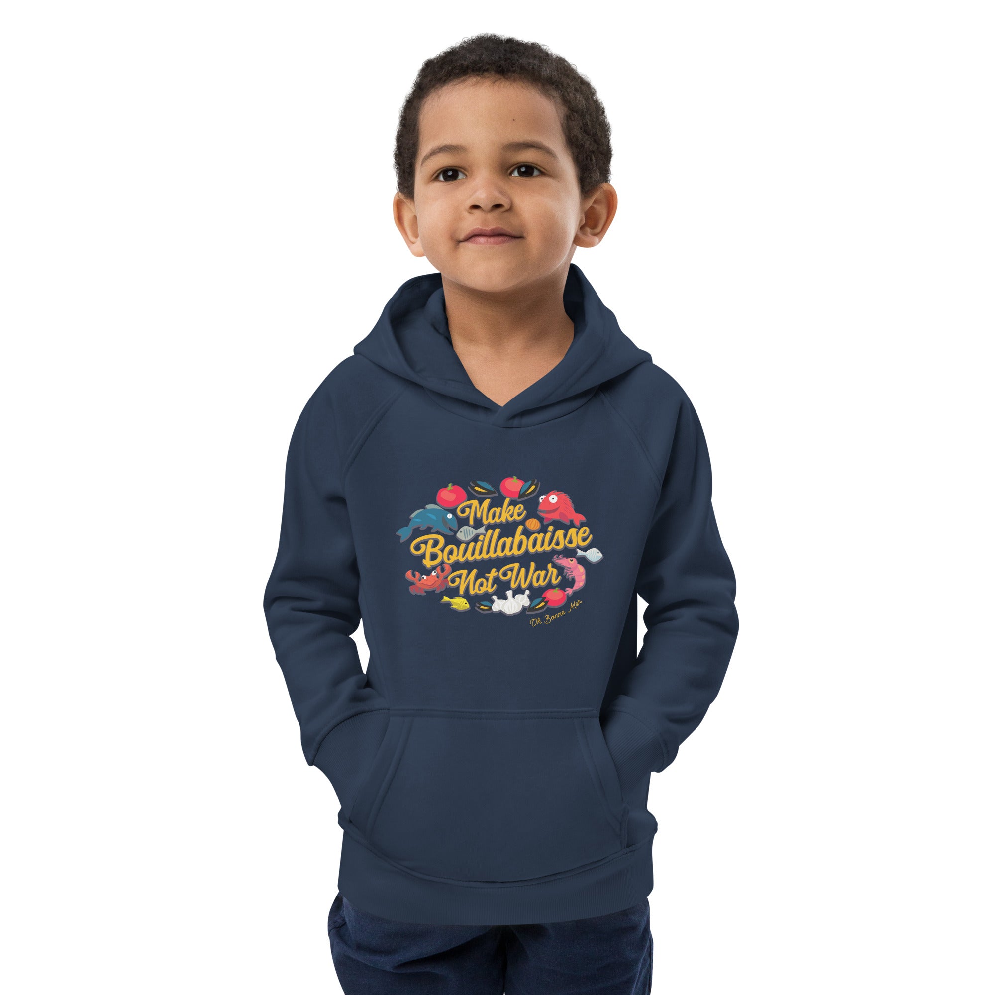 Sweat à capuche écologique pour enfants Make Bouillabaisse Not War