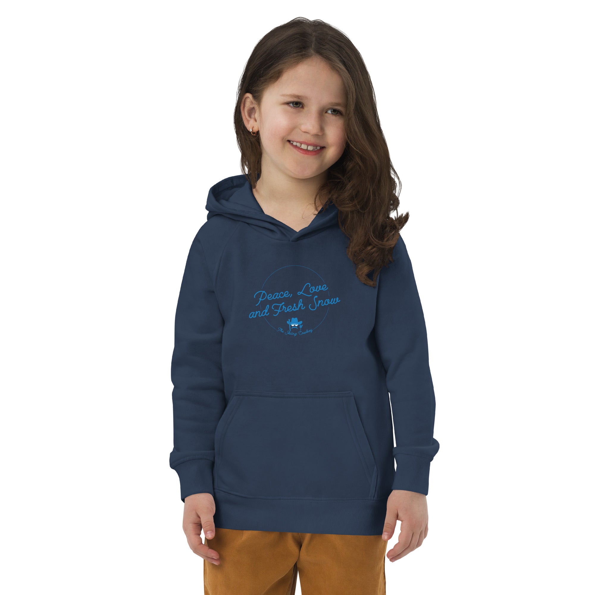 Kids eco hoodie Peace, Love and Fresh Snow