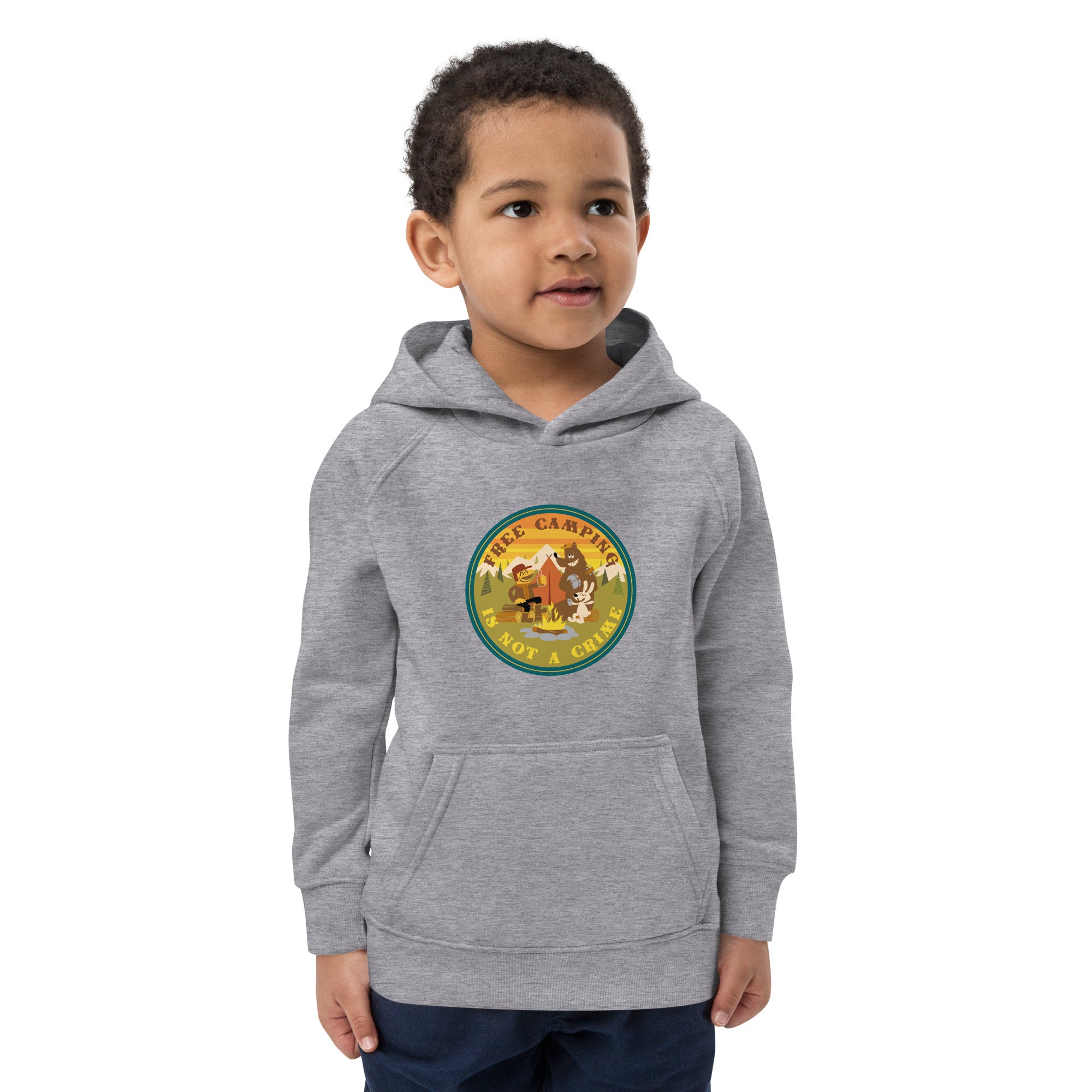Kids eco hoodie Free Camping is not a Crime