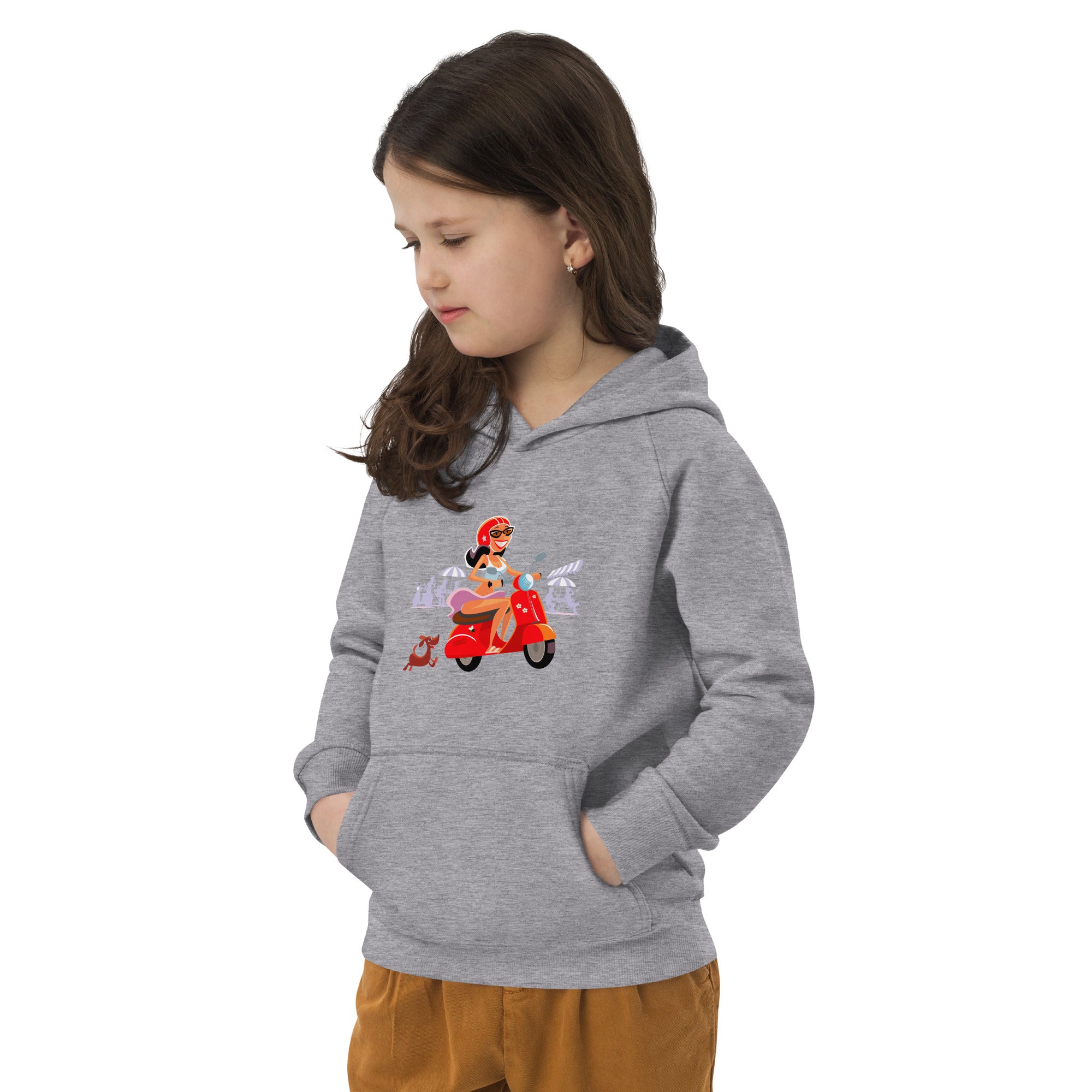 Kids eco hoodie Vespa Girl in St Tropez