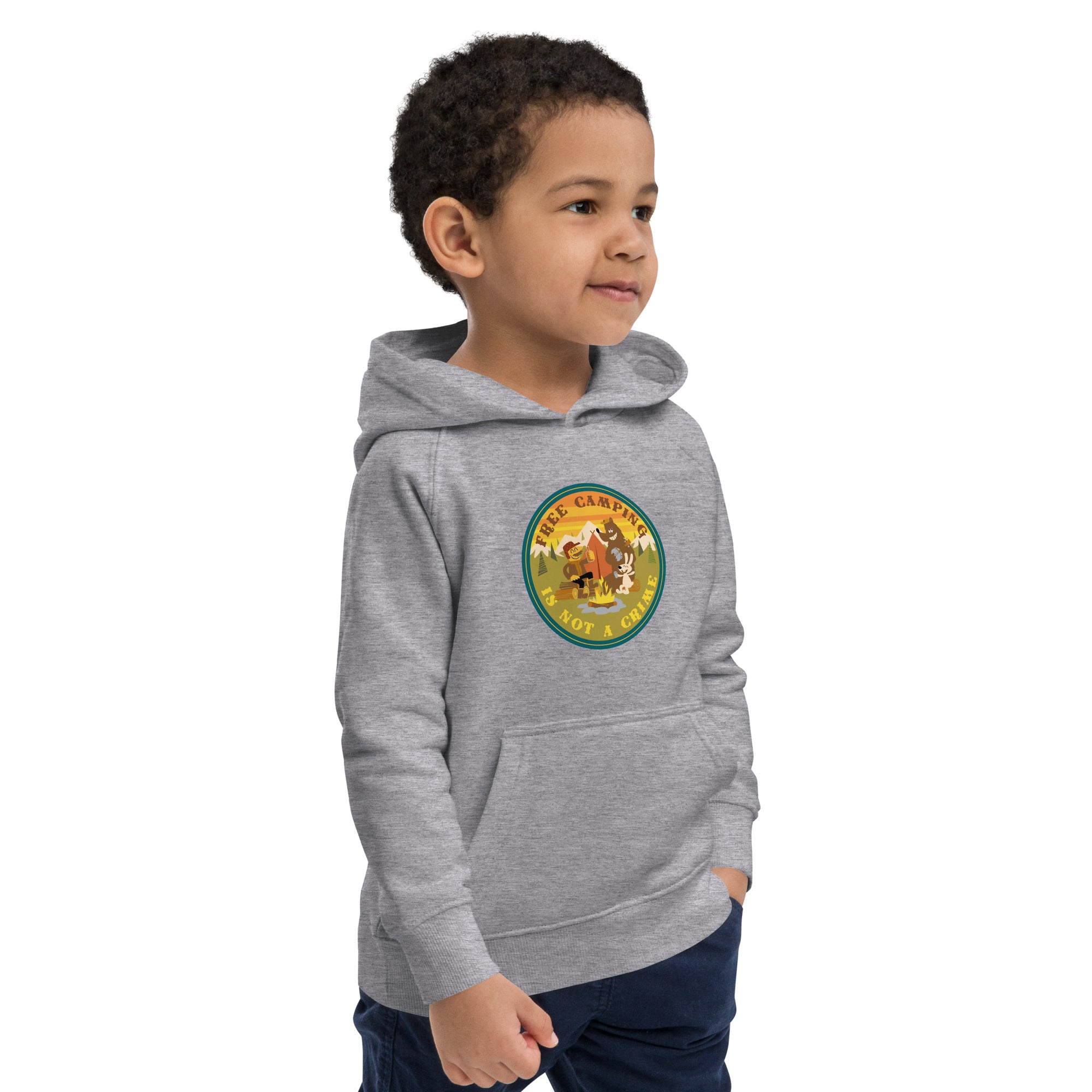 Kids eco hoodie Free Camping is not a Crime