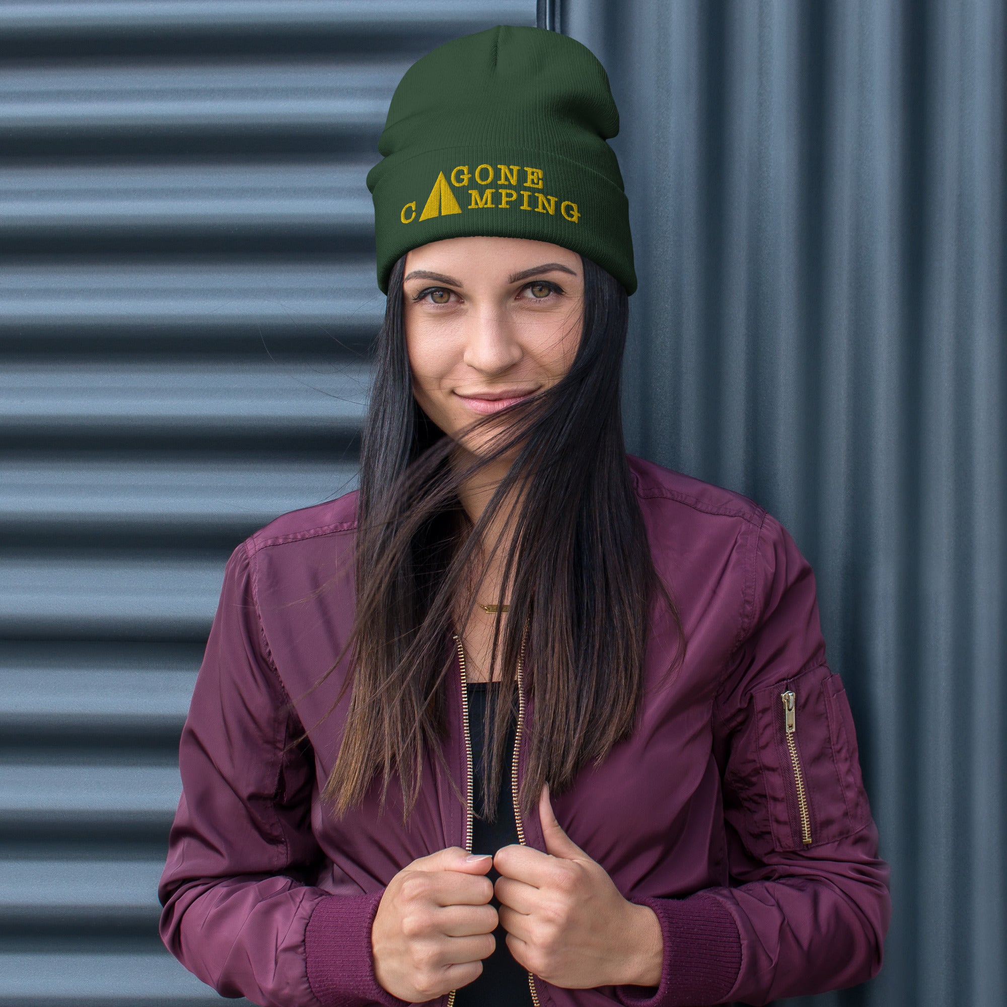 Ribbed beanie Gone Camping Gold