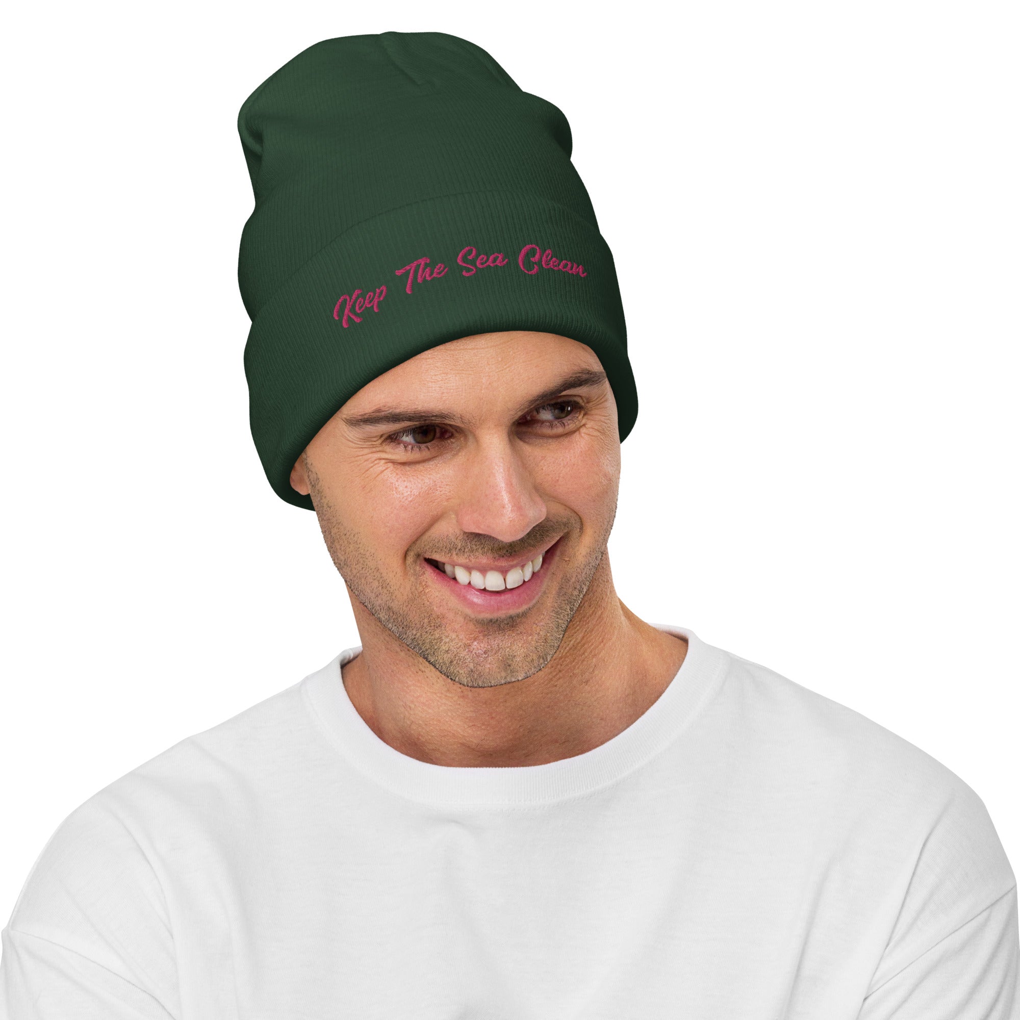 Ribbed beanie Keep The Sea Clean Flamingo