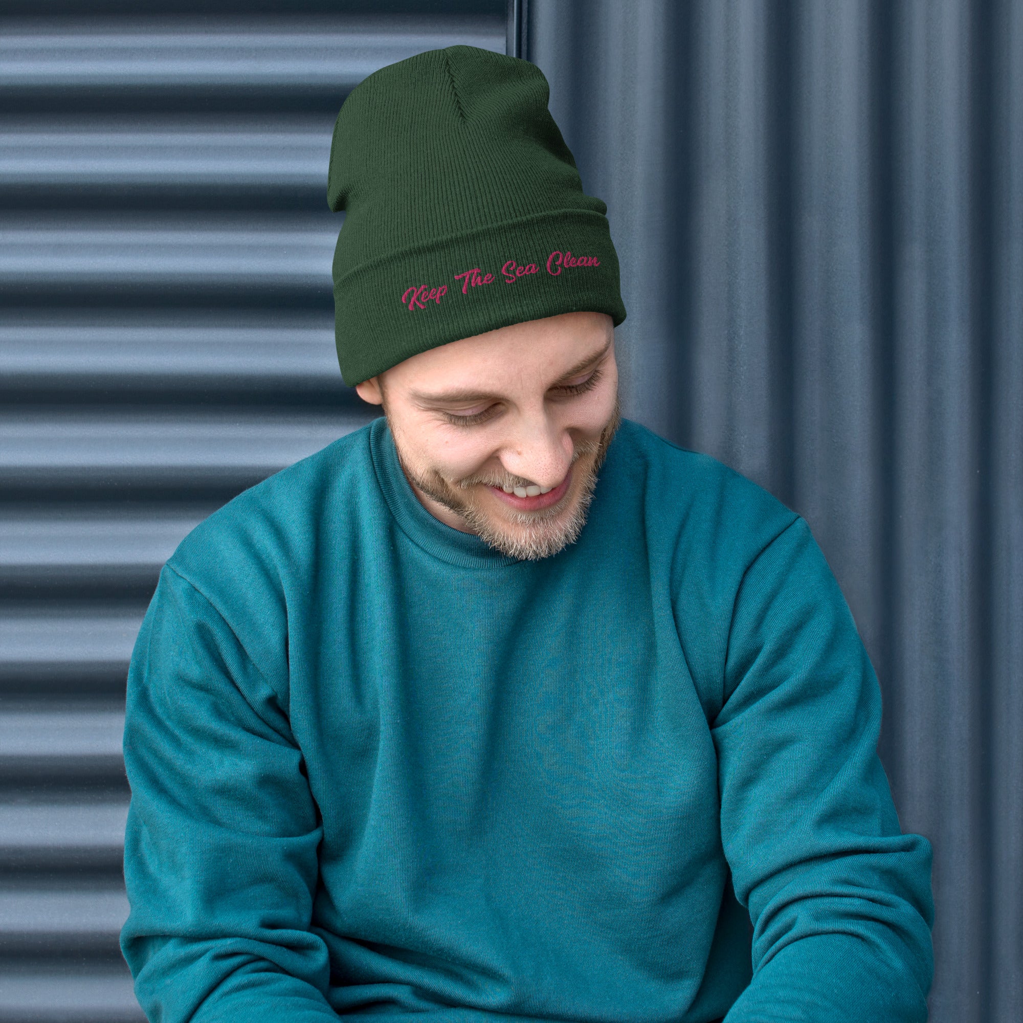 Ribbed beanie Keep The Sea Clean Flamingo