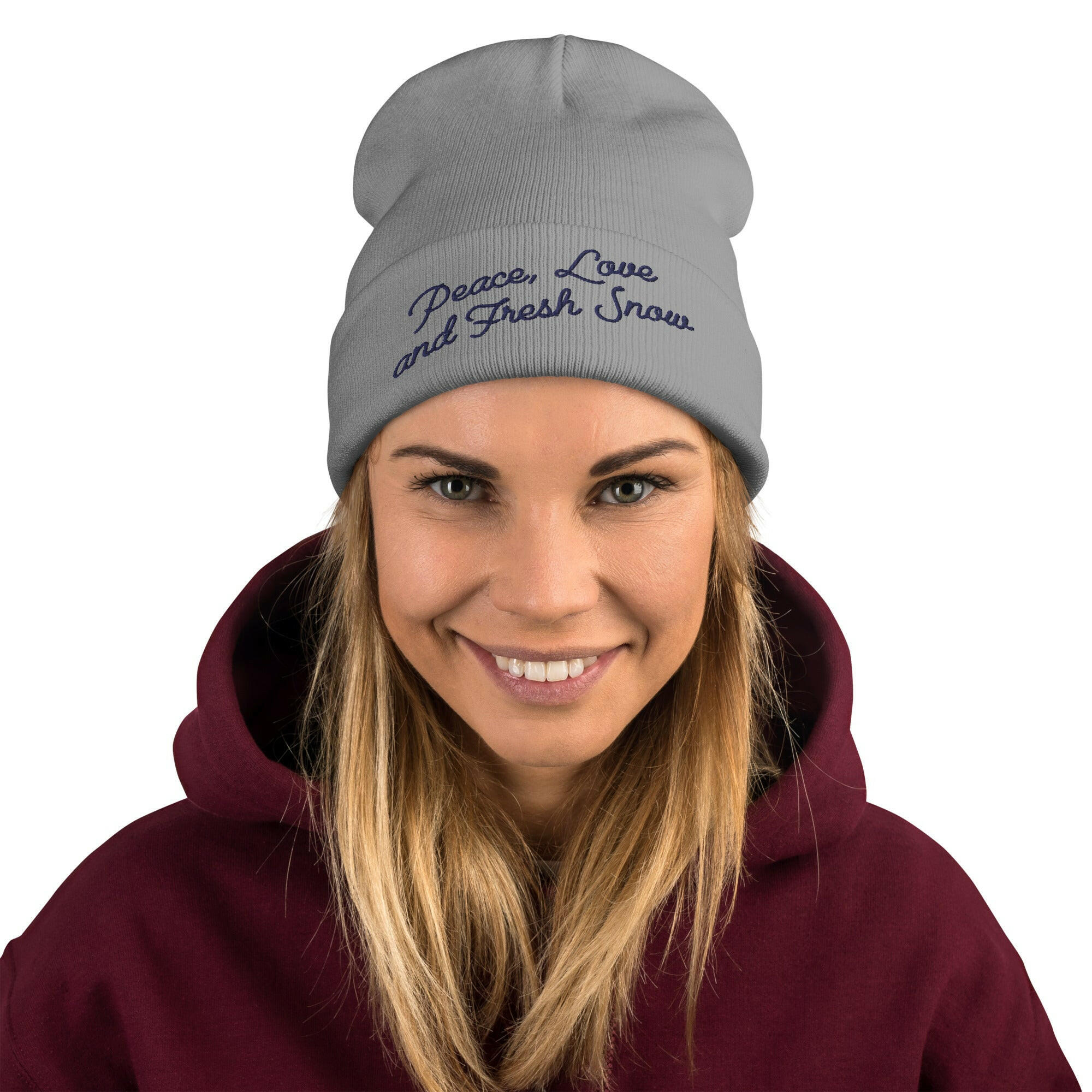 Ribbed beanie Peace, Love and Fresh Snow Navy