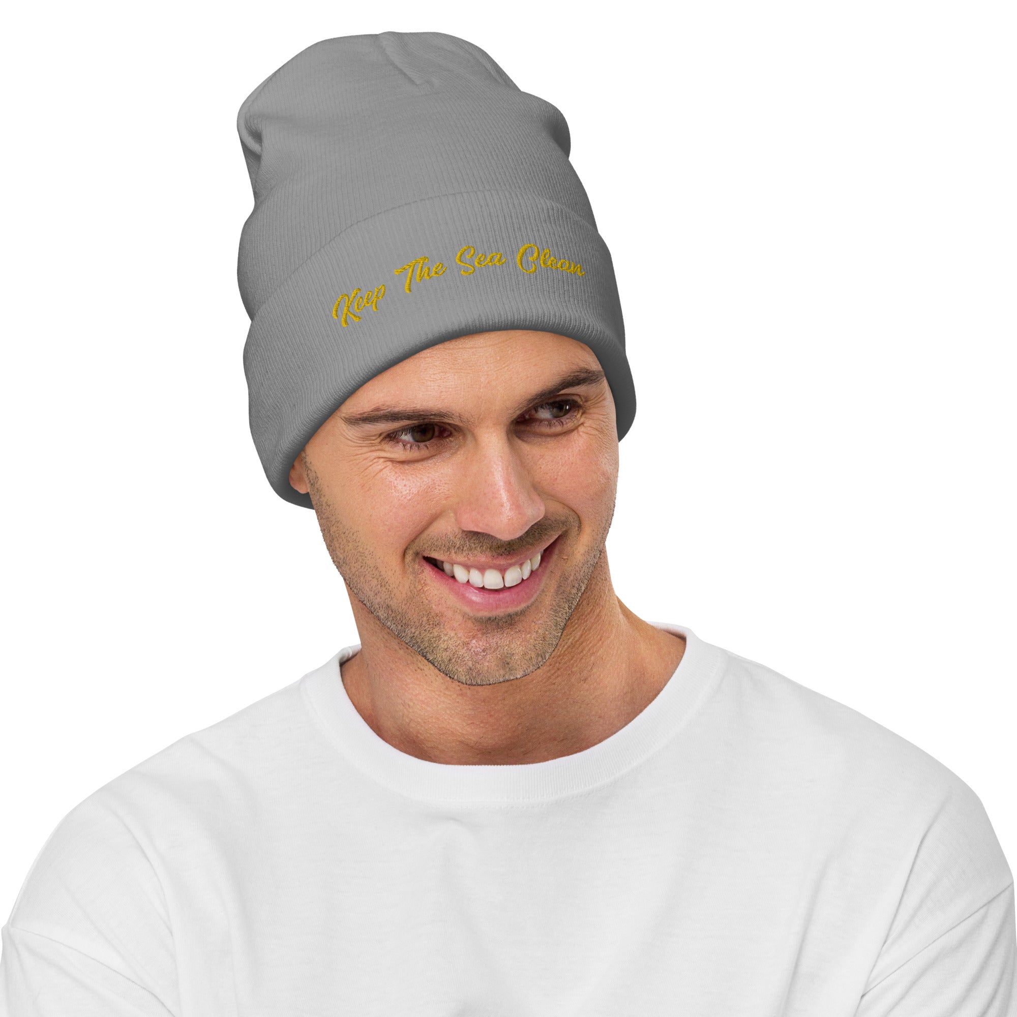 Ribbed beanie Keep The Sea Clean gold