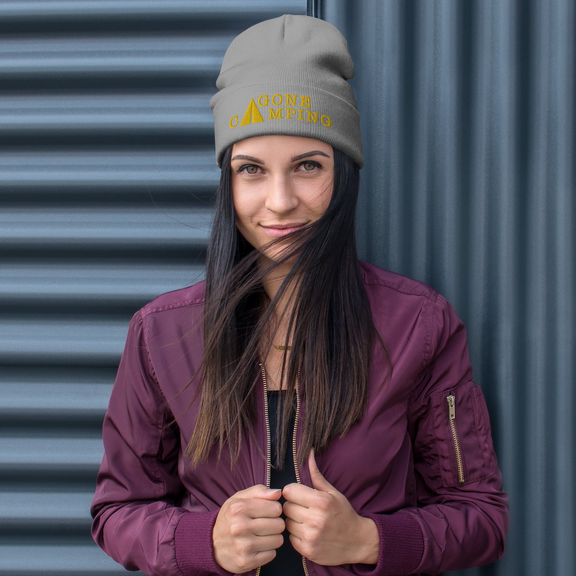 Ribbed beanie Gone Camping Gold