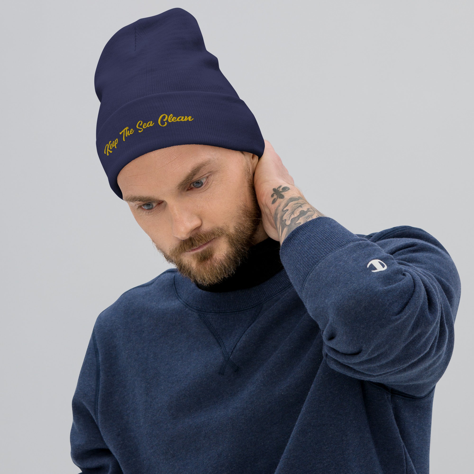 Ribbed beanie Keep The Sea Clean gold