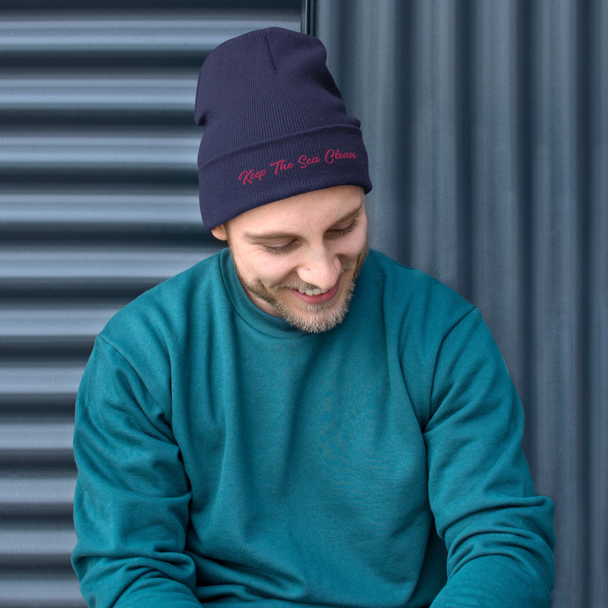 Ribbed beanie Keep The Sea Clean Flamingo