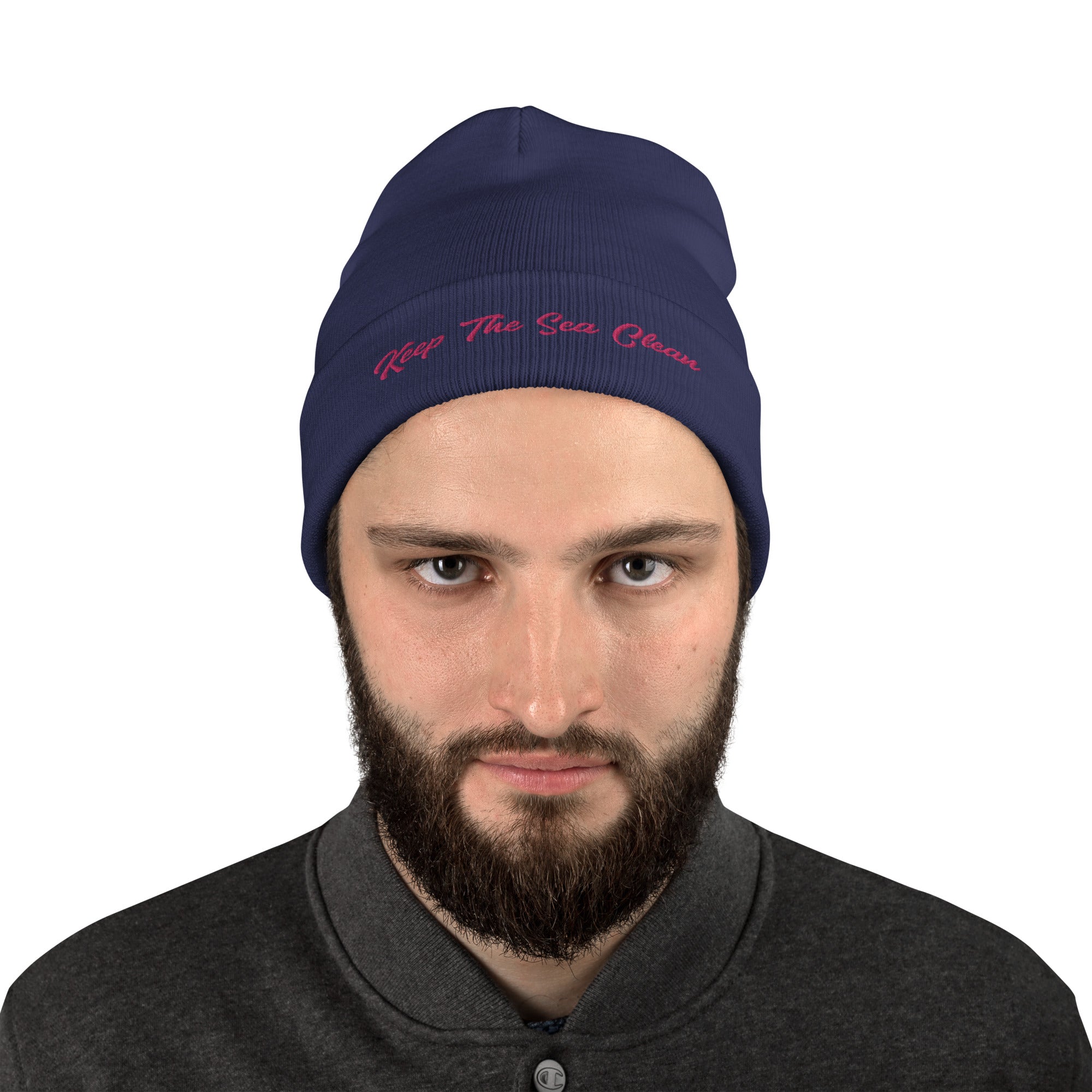 Ribbed beanie Keep The Sea Clean Flamingo