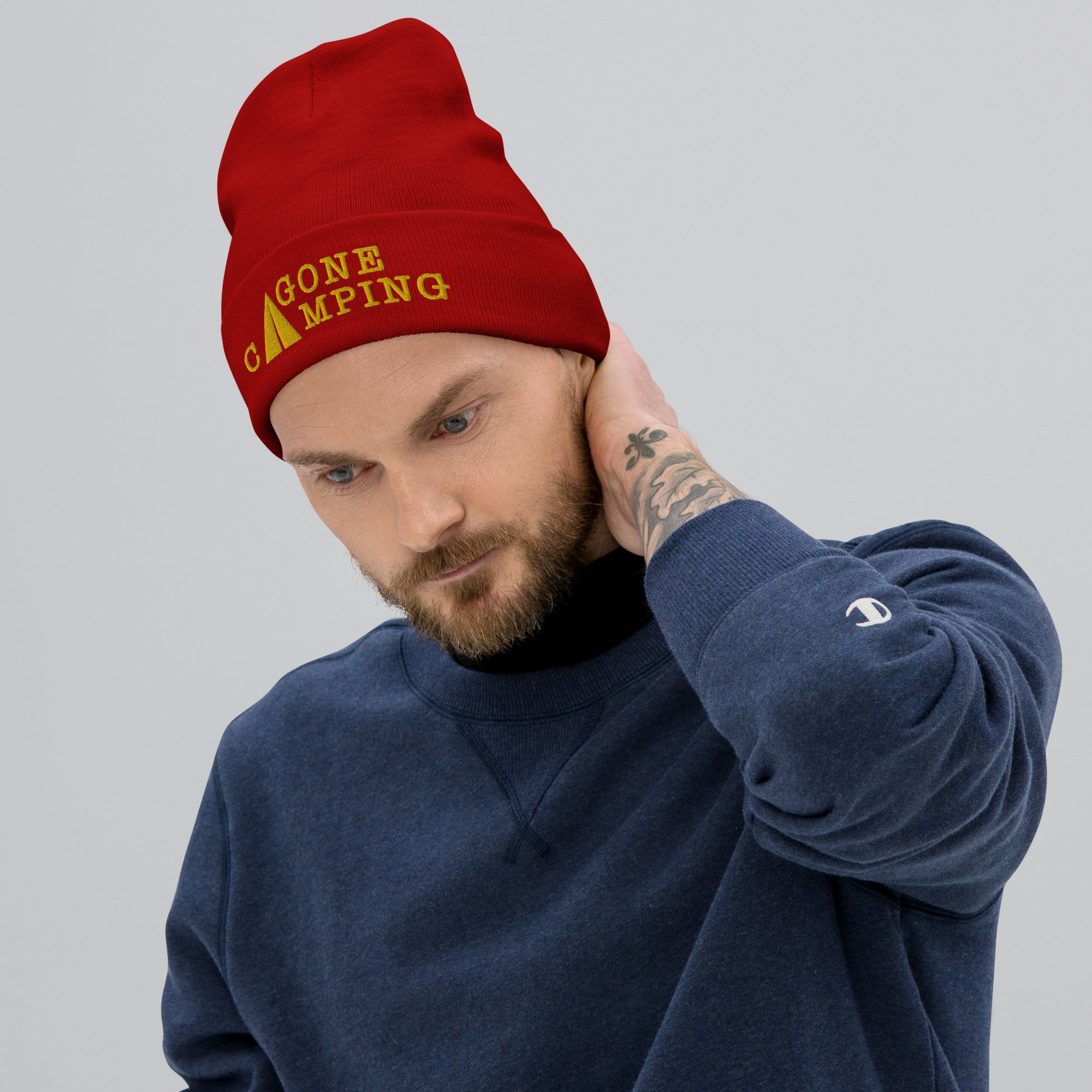 Ribbed beanie Gone Camping Gold