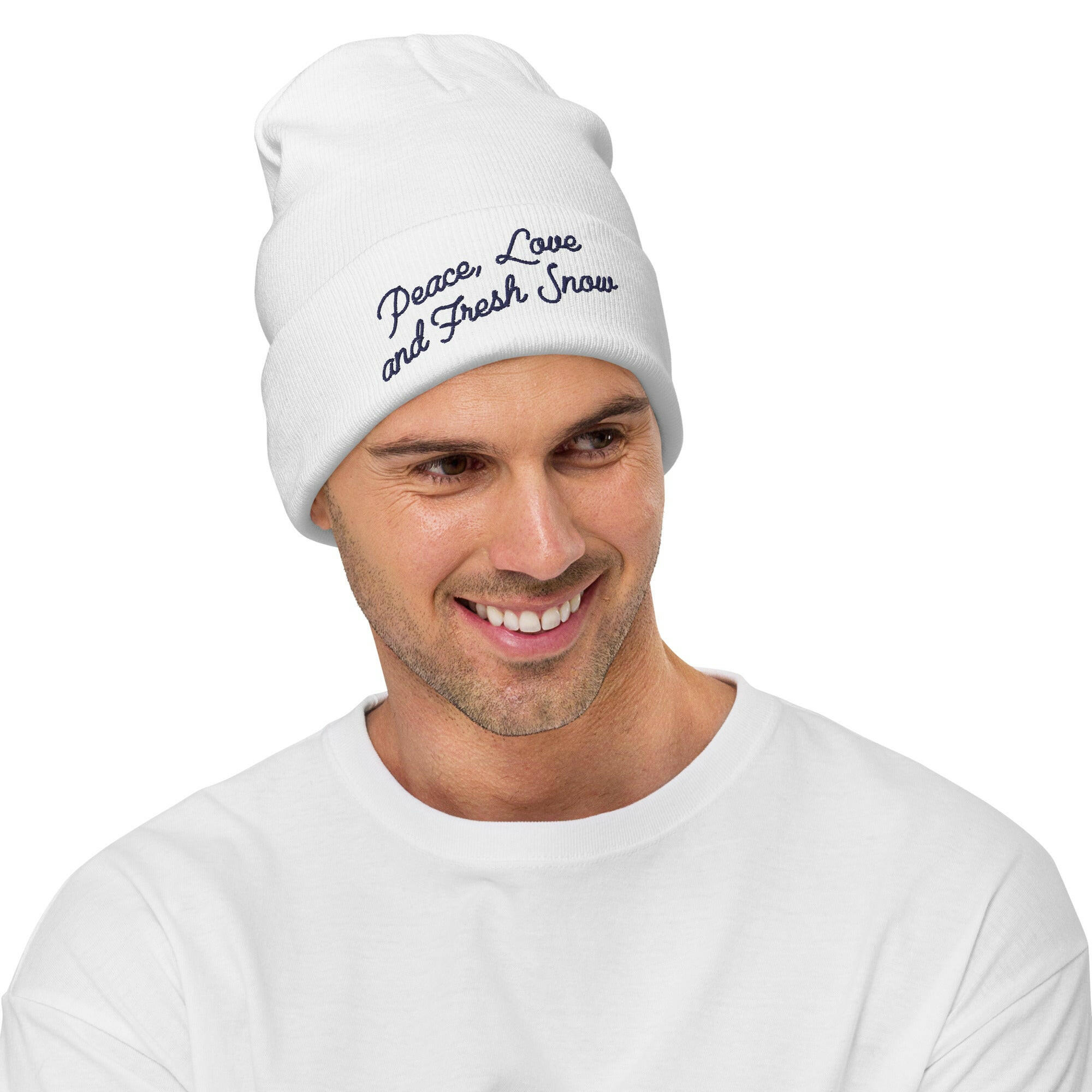 Ribbed beanie Peace, Love and Fresh Snow Navy