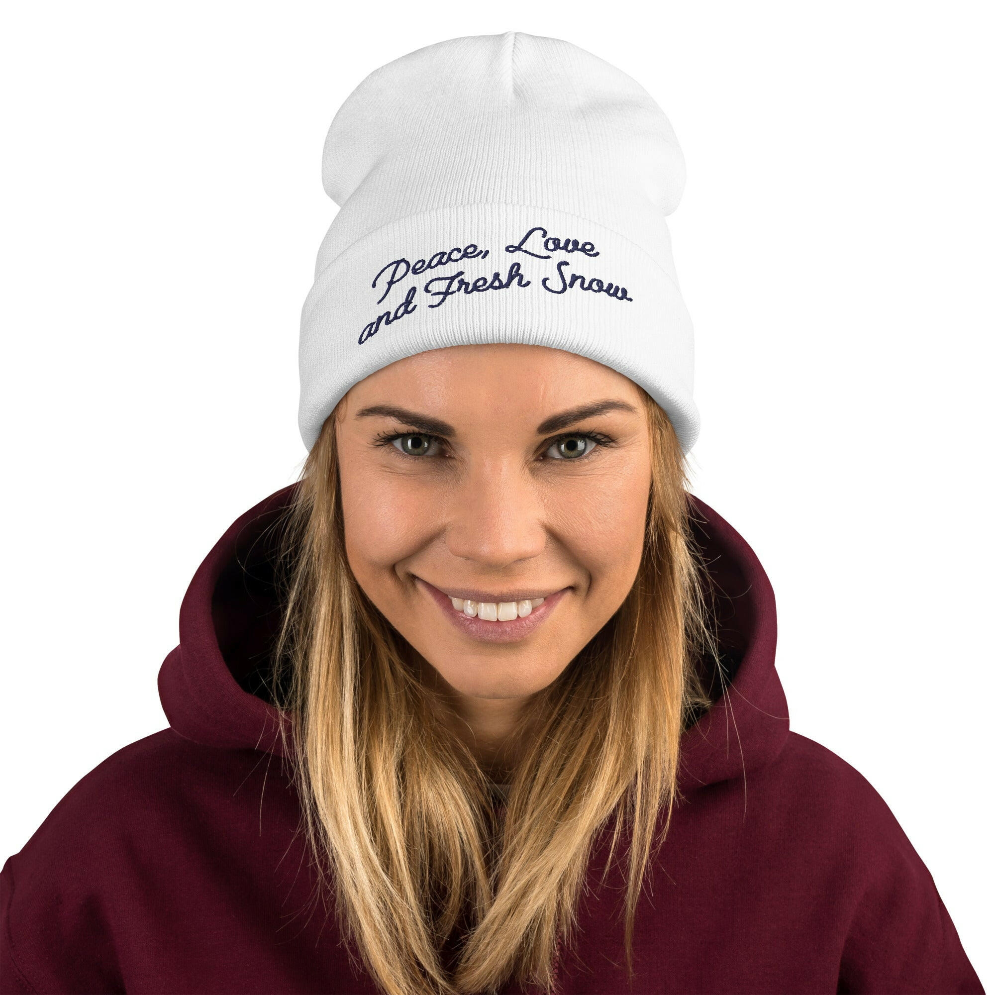 Ribbed beanie Peace, Love and Fresh Snow Navy