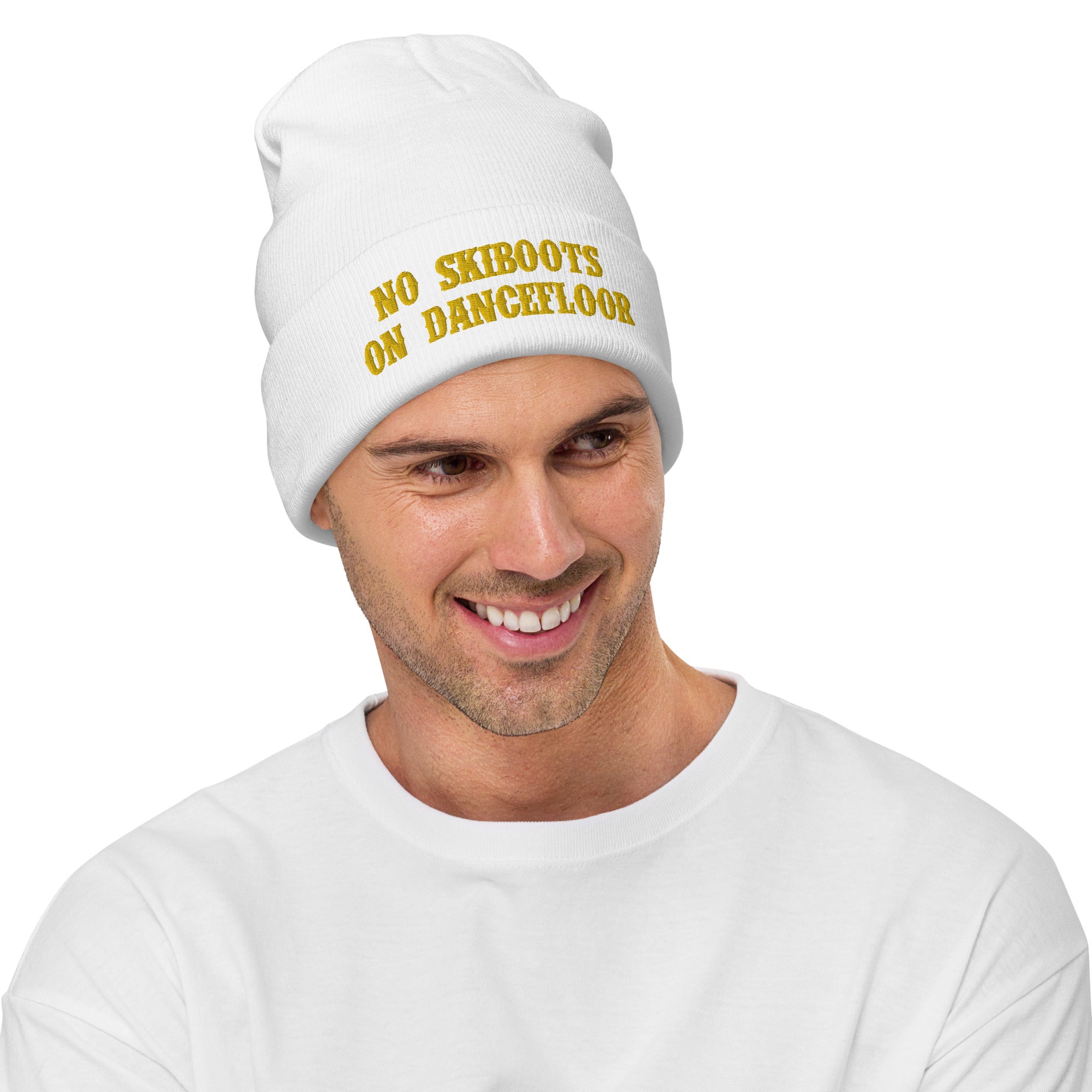 Ribbed beanie No Skiboots on Dancefloor Gold