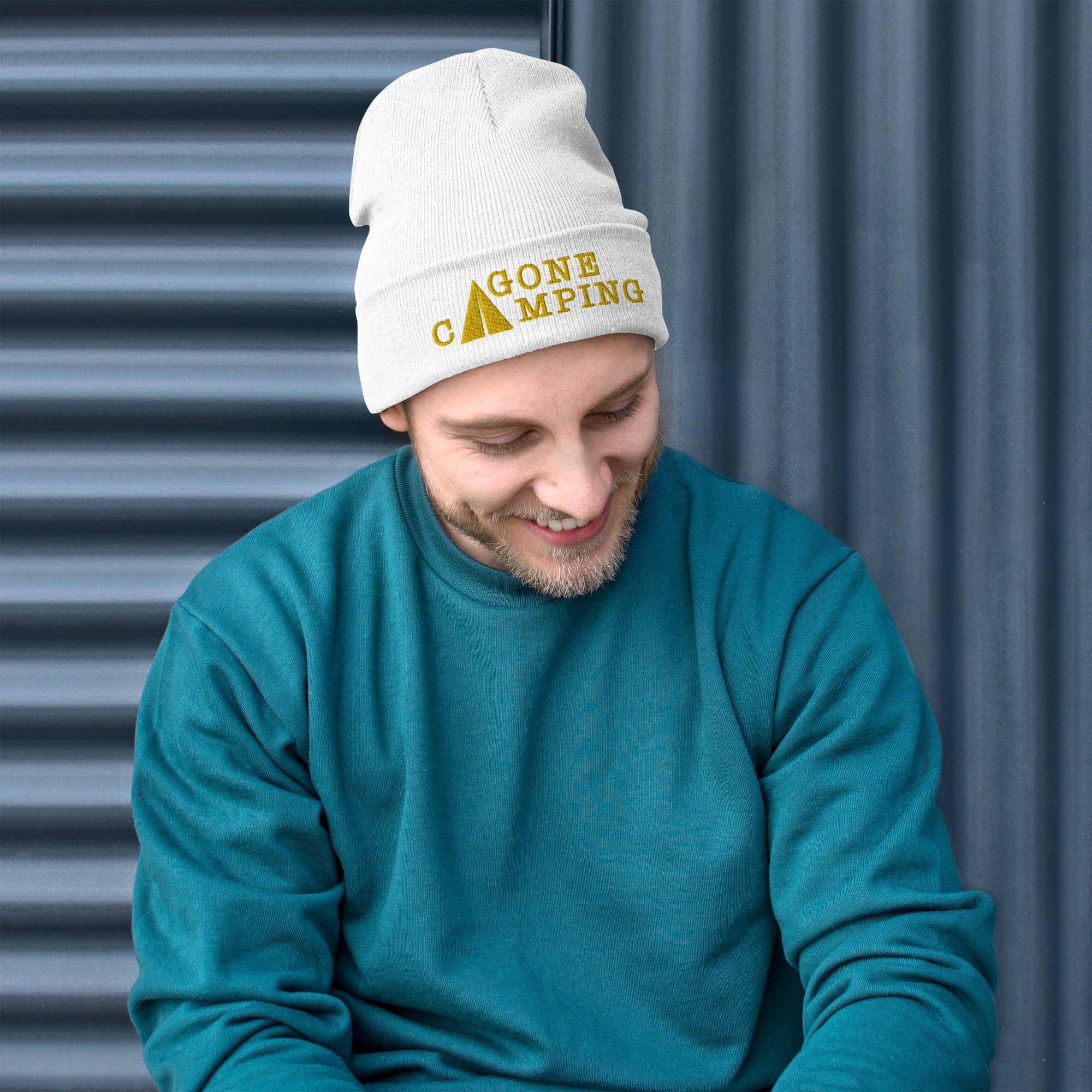 Ribbed beanie Gone Camping Gold