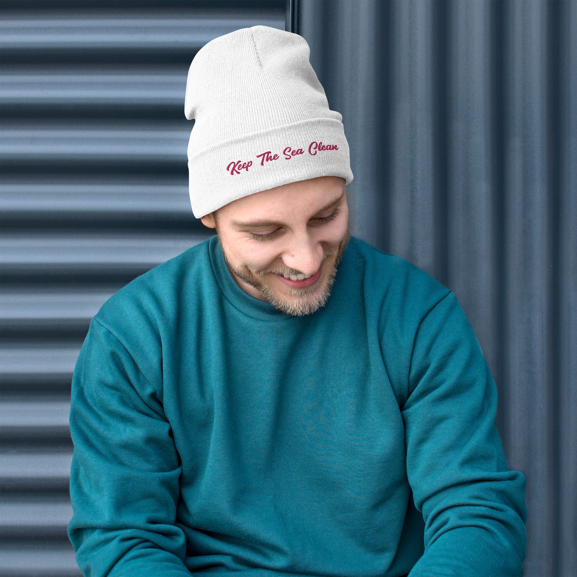 Ribbed beanie Keep The Sea Clean Flamingo