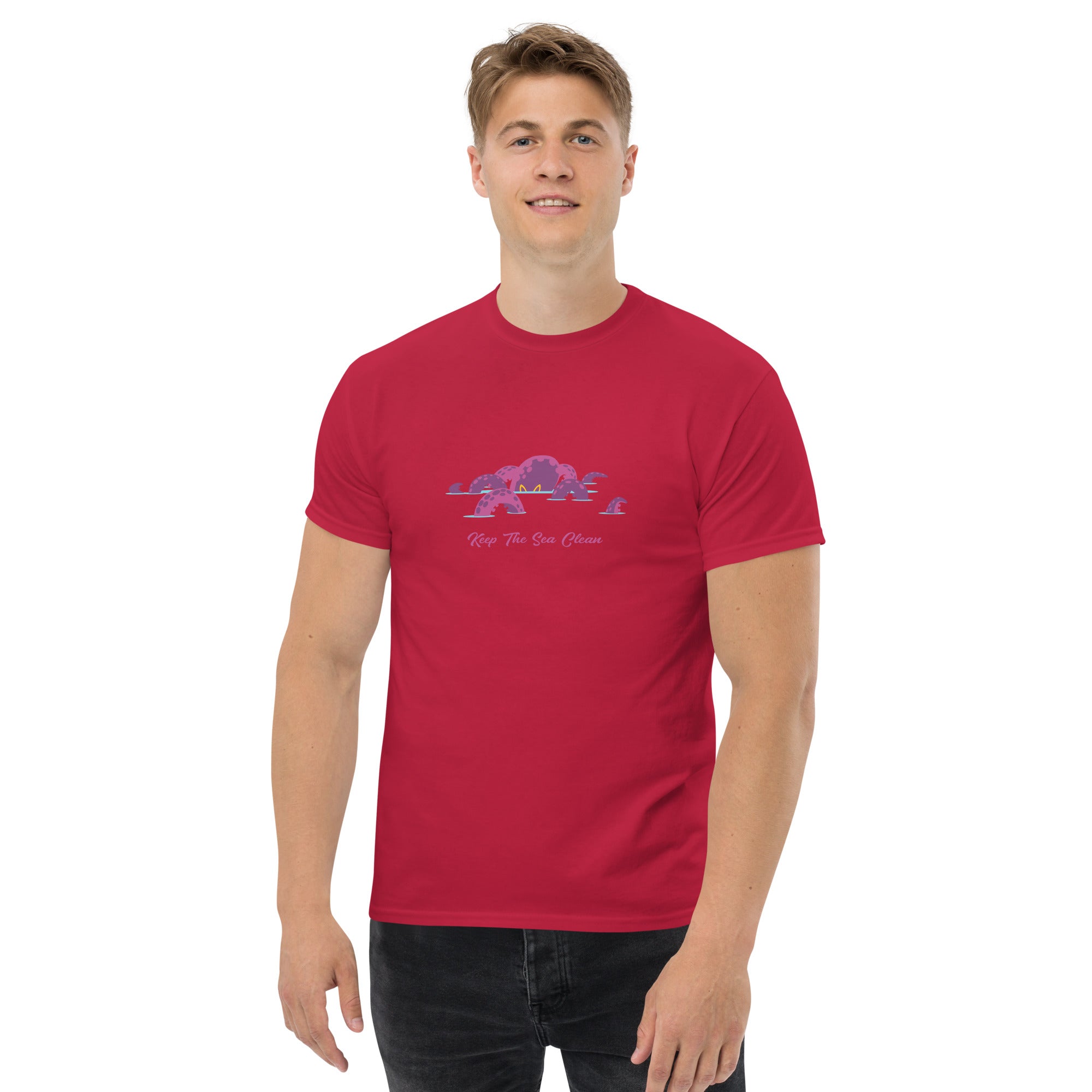 T-shirt classique homme Octopus Purple sur couleurs vives