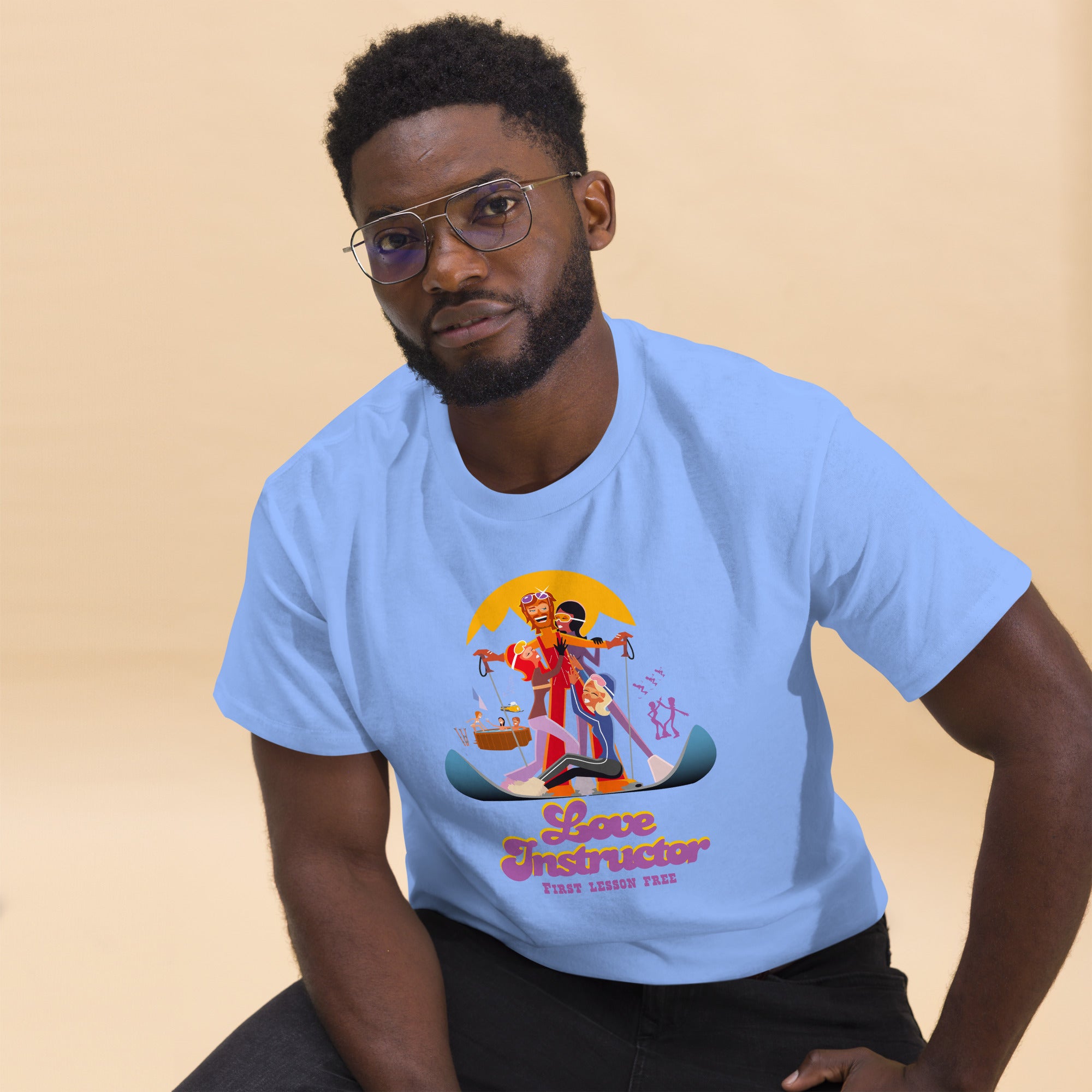 T-shirt classique homme Love Instructor First Lesson free sur couleurs vives