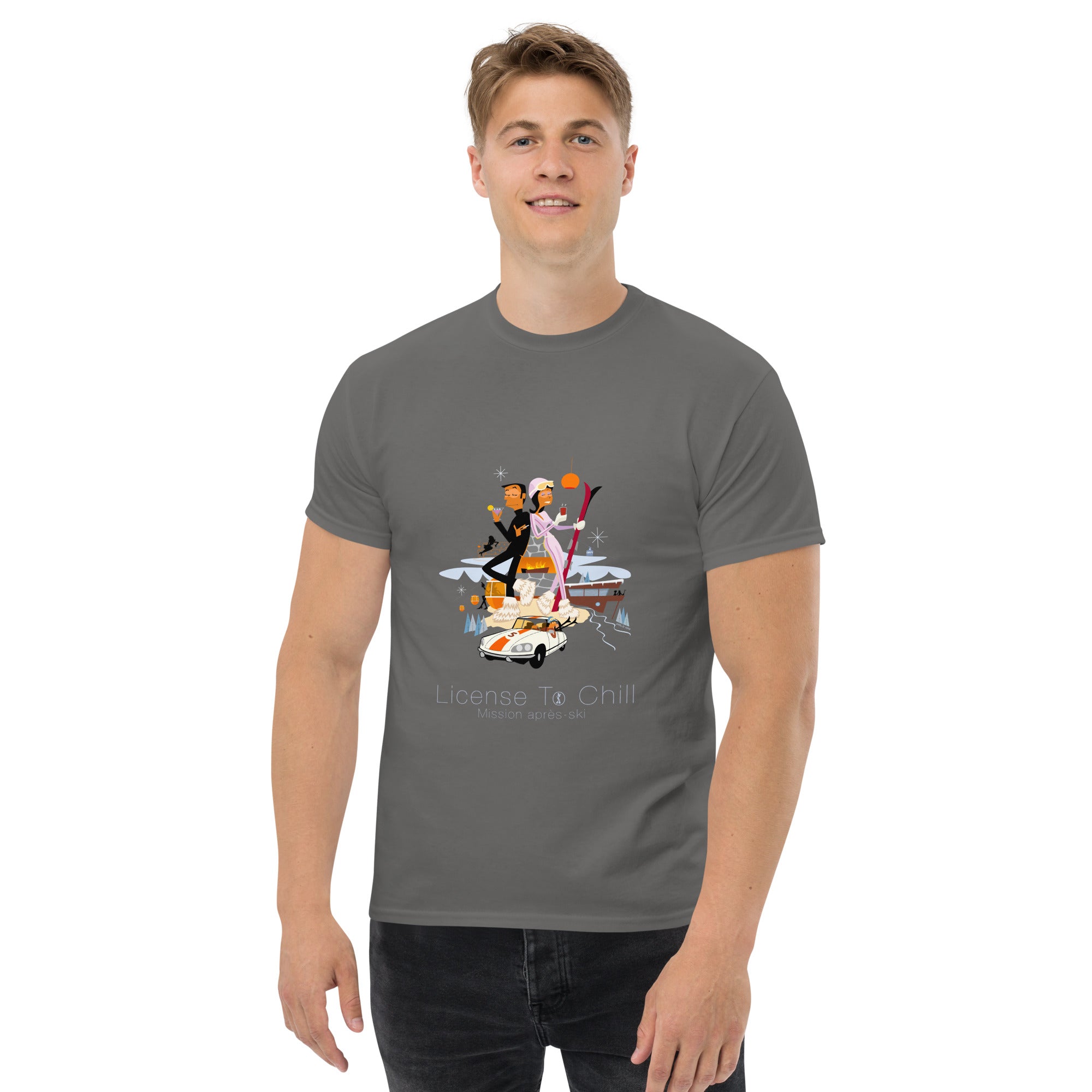 T-shirt classique homme License To Chill Mission Après-Ski sur couleurs sombres