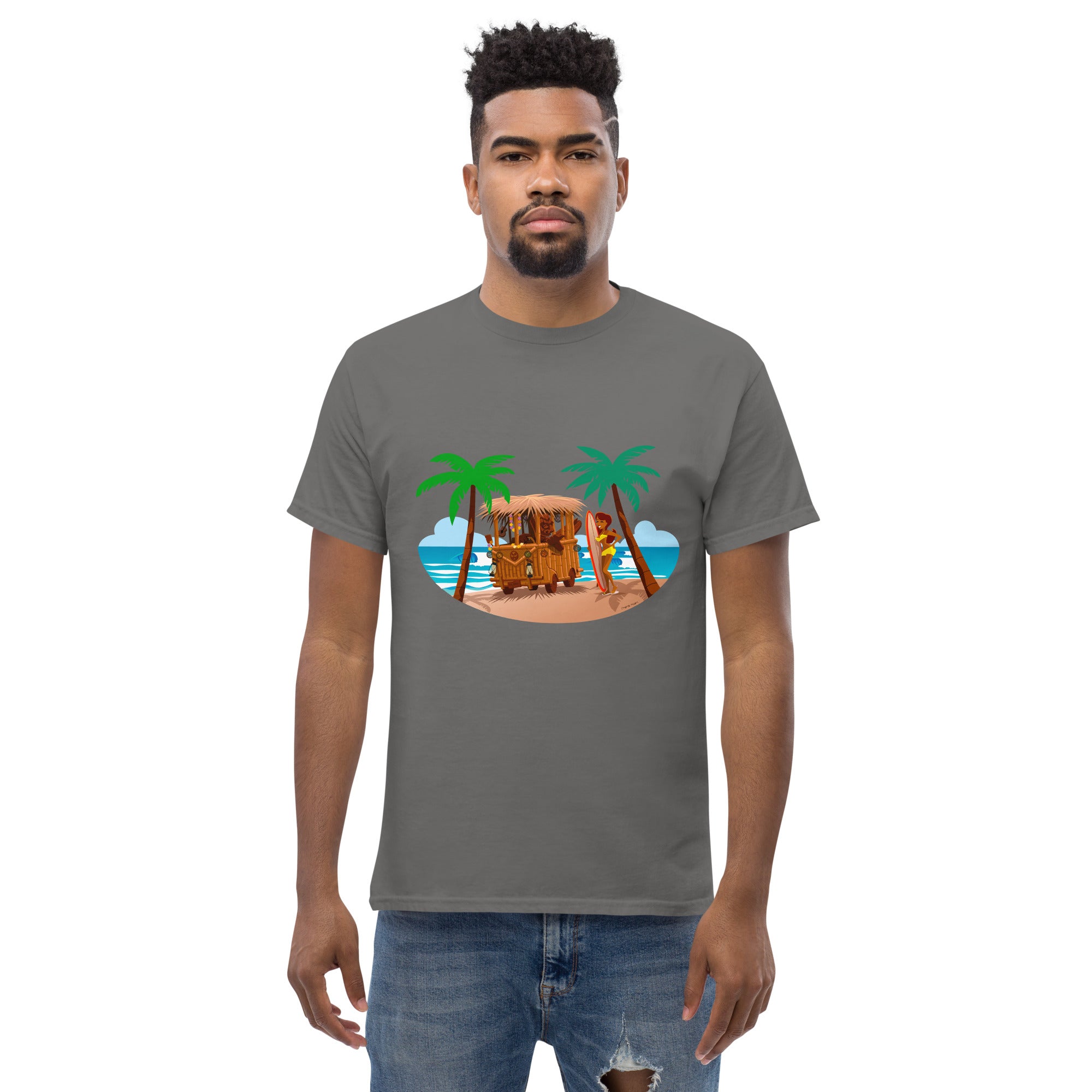 T-shirt classique homme Tiki Kombi sur fond sombre