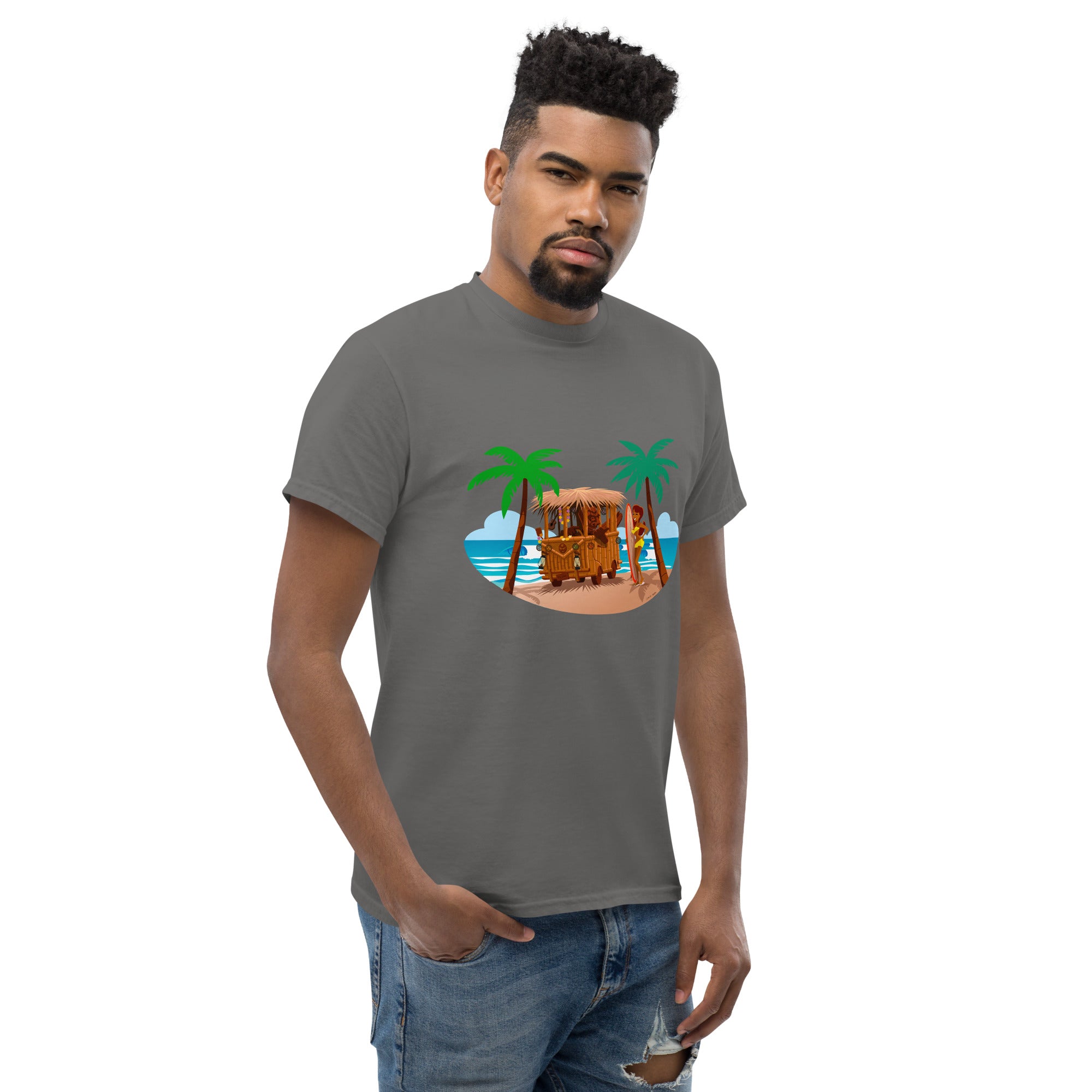 T-shirt classique homme Tiki Kombi sur fond sombre