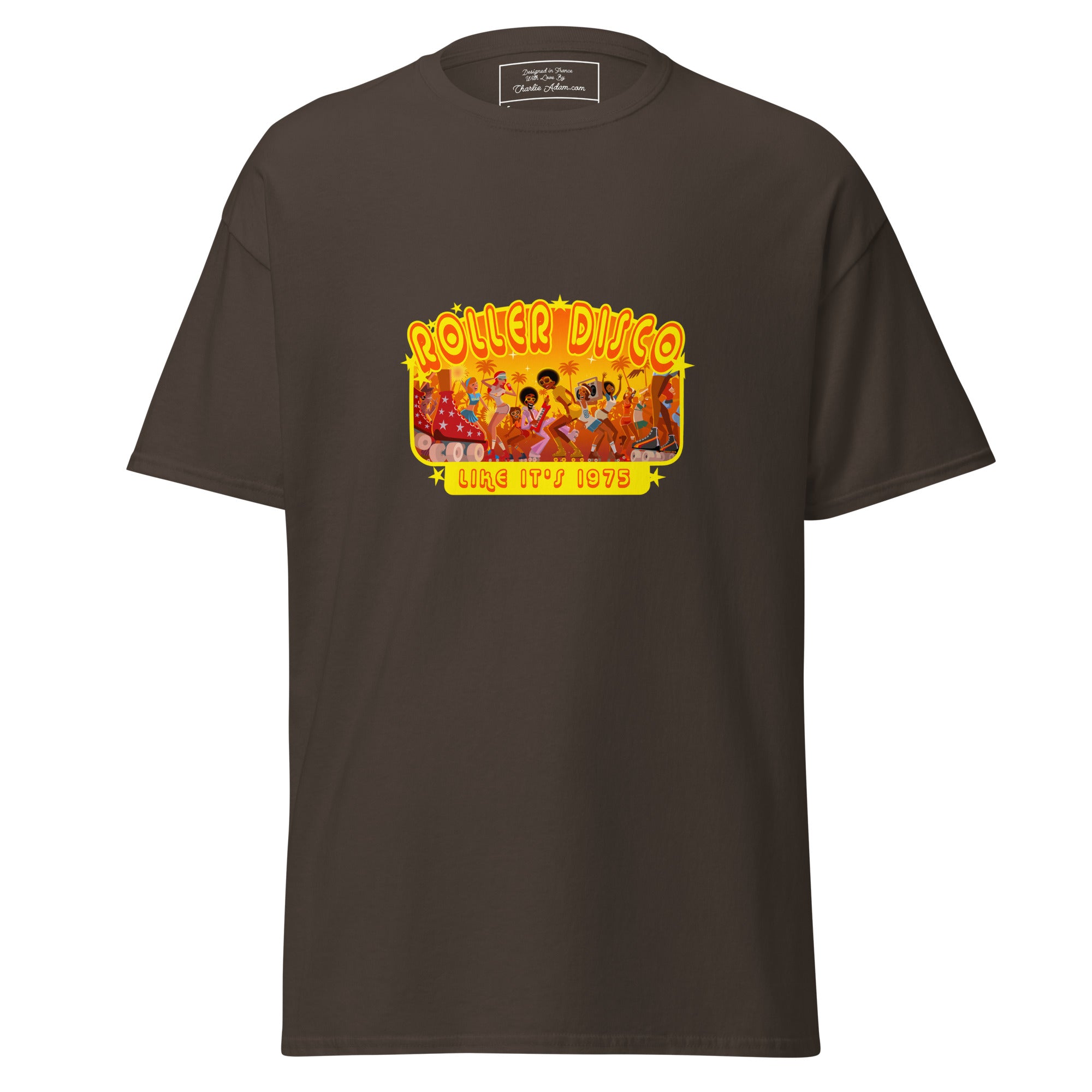 T-shirt classique homme Roller Disco 1975 sur couleurs foncées