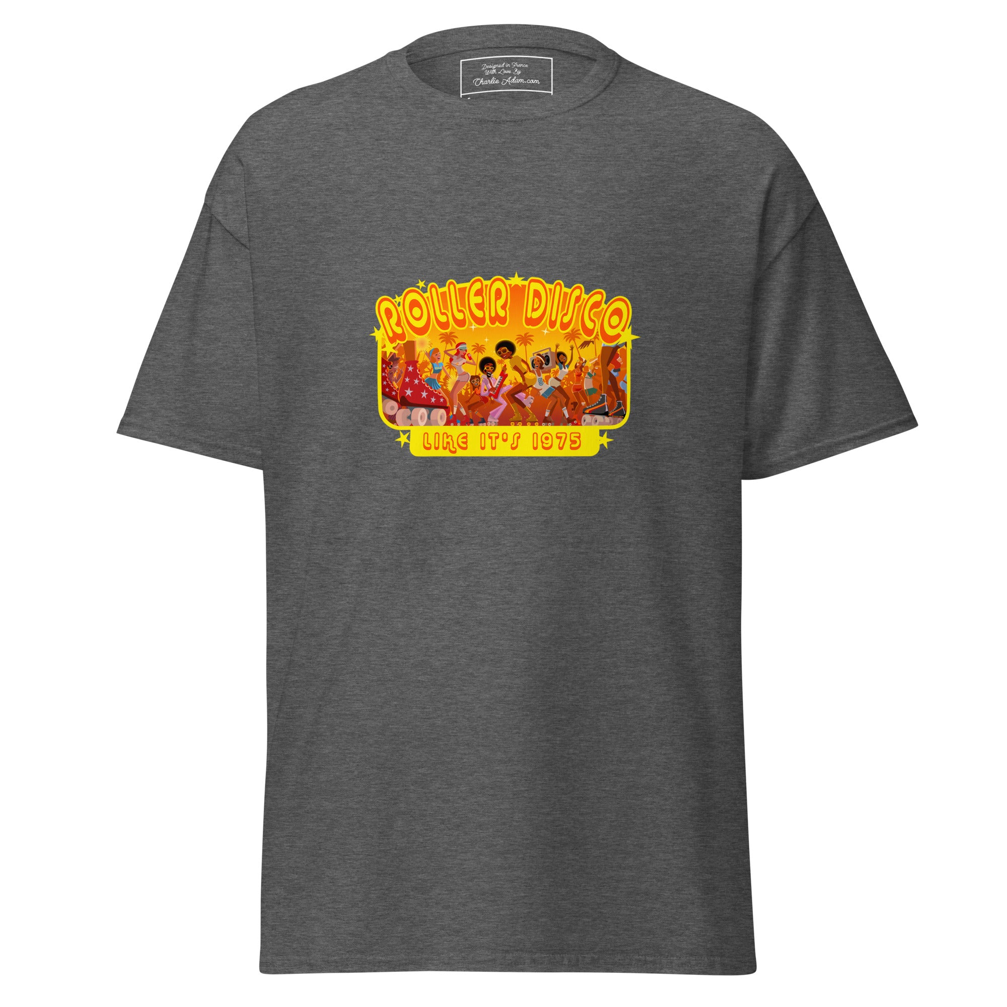 T-shirt classique homme Roller Disco 1975 sur couleurs foncées