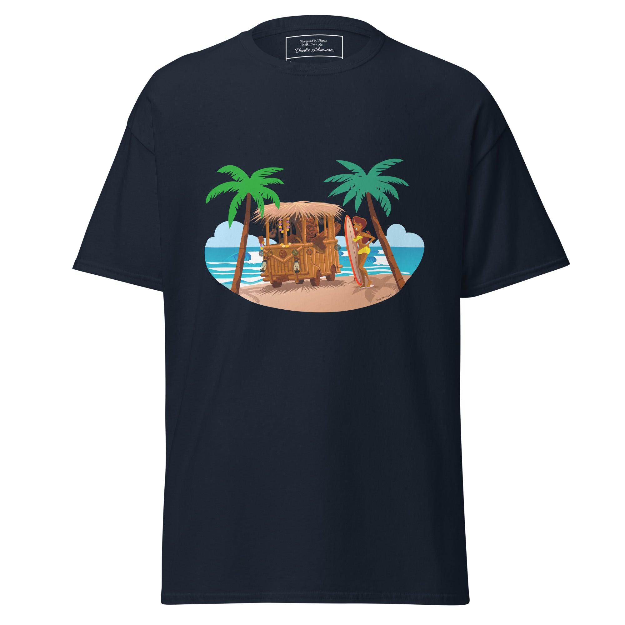 T-shirt classique homme Tiki Kombi sur fond sombre