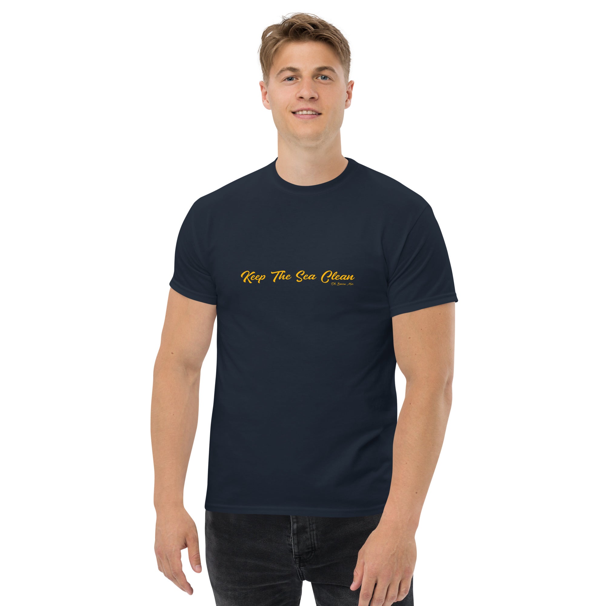 T-shirt classique homme Keep The Sea Clean Gold sur couleurs foncées