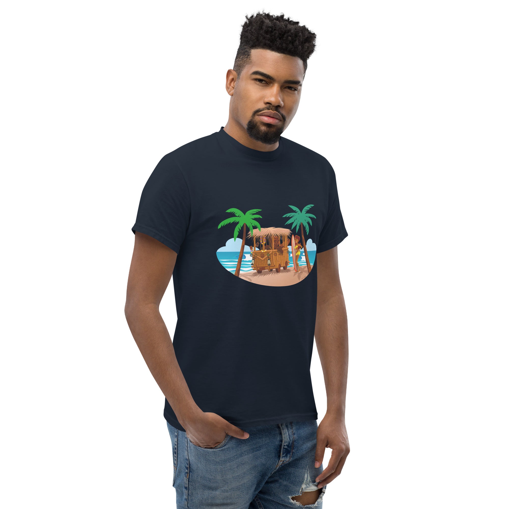 T-shirt classique homme Tiki Kombi sur fond sombre