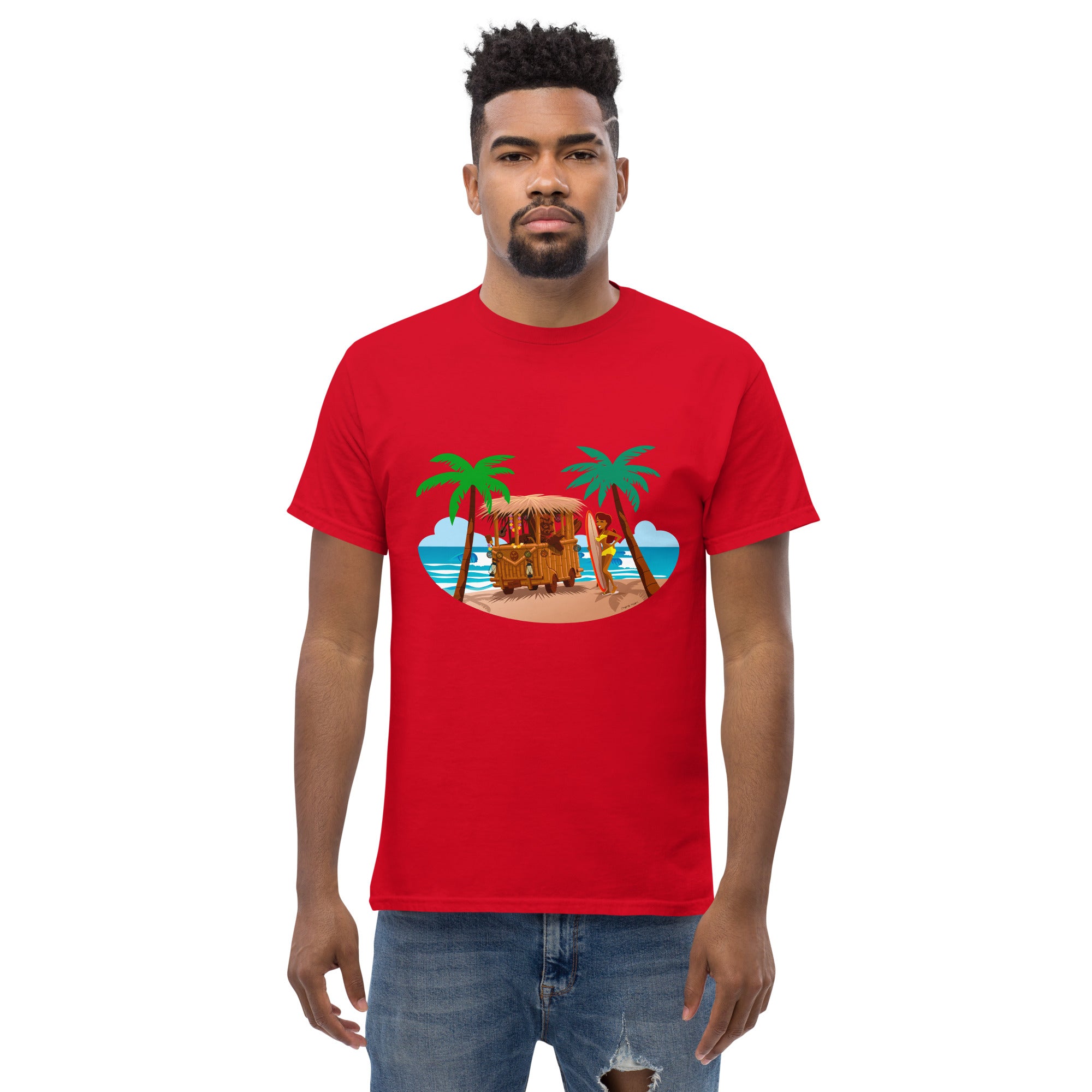 T-shirt classique homme Tiki Kombi sur fond sombre