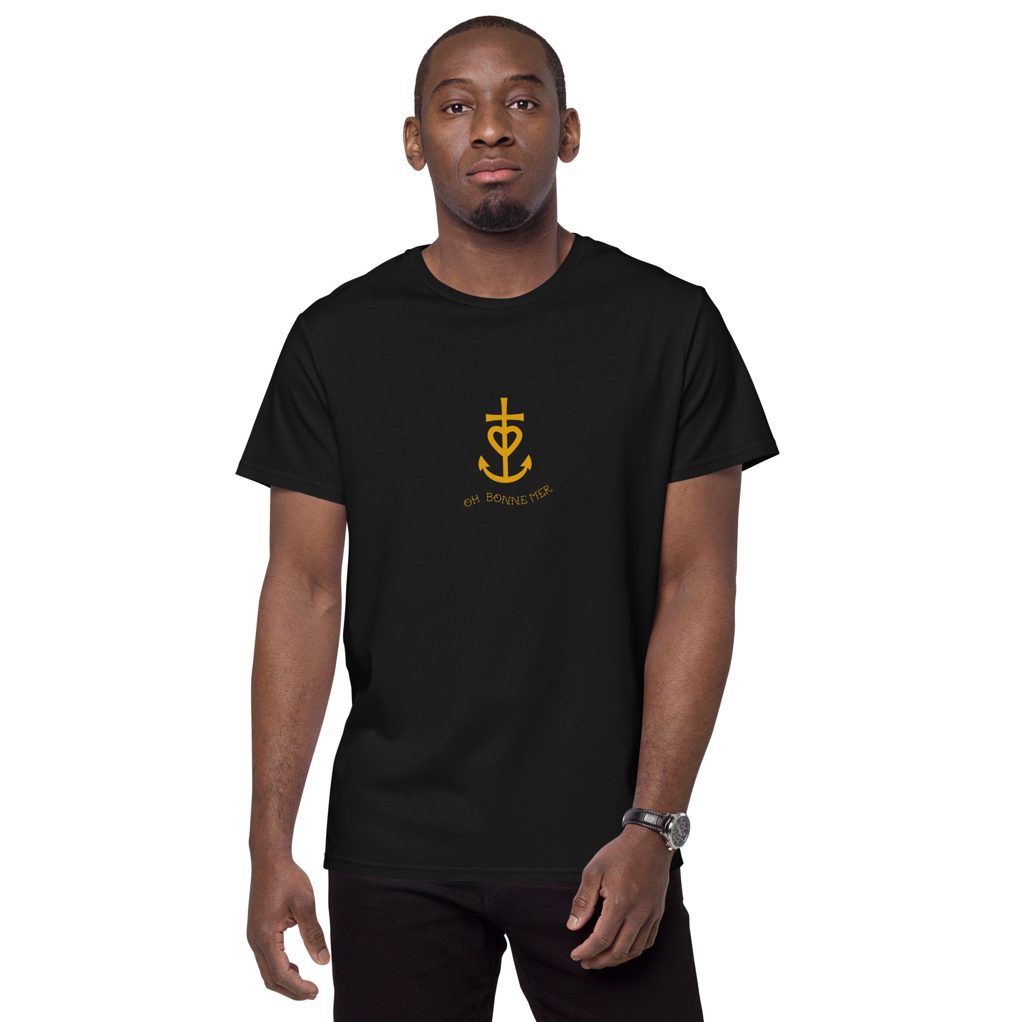 T-shirt premium en coton homme Croix de Camargue dorée Oh Bonne mer