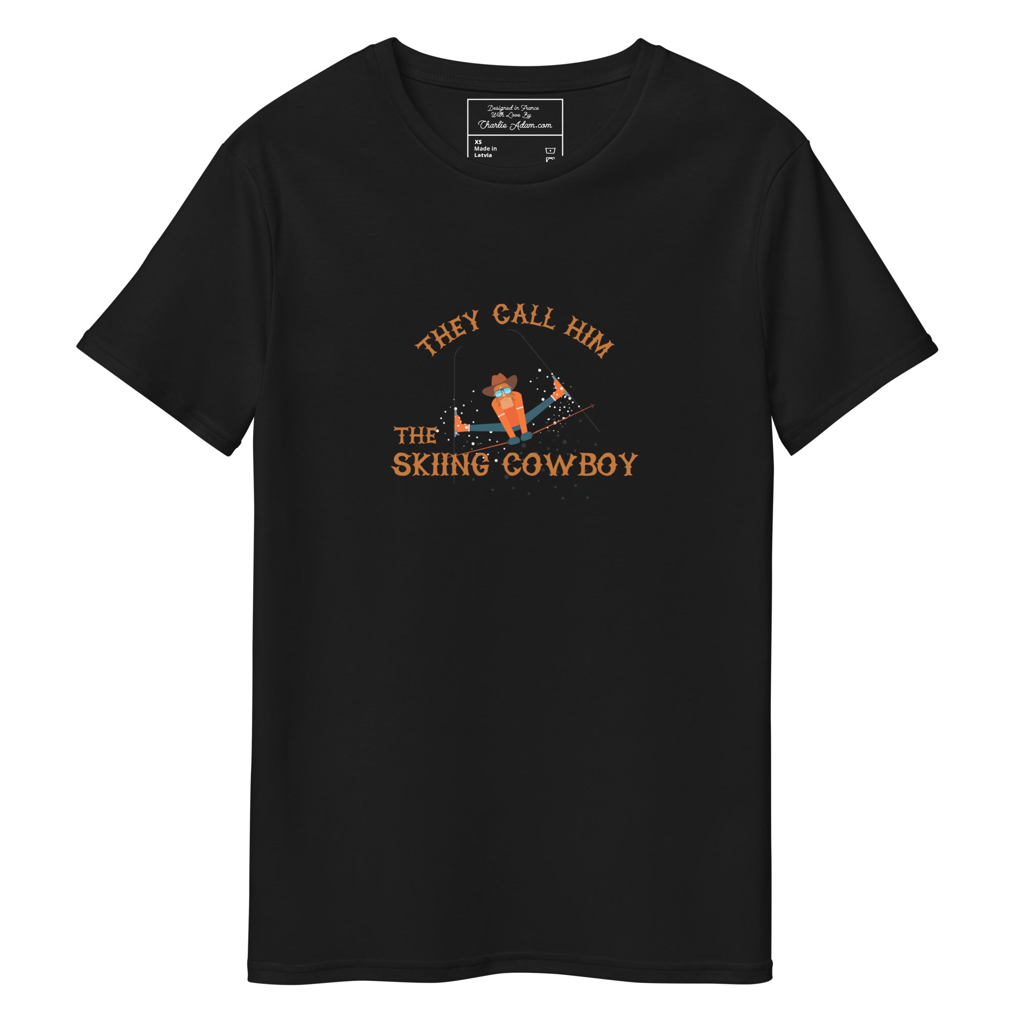 Men's premium cotton t-shirt The Skiing Cowboy