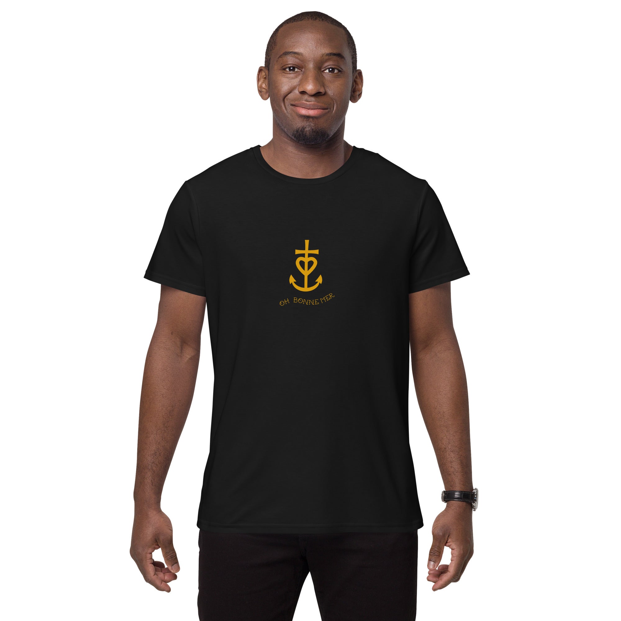 T-shirt premium en coton homme Croix de Camargue dorée Oh Bonne mer