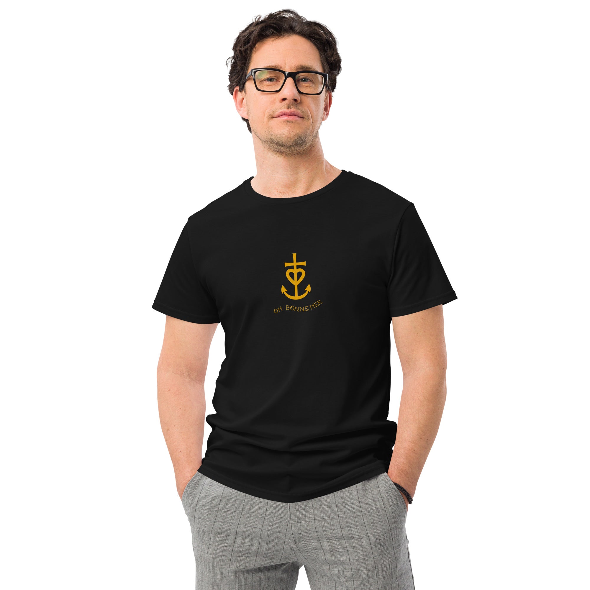 T-shirt premium en coton homme Croix de Camargue dorée Oh Bonne mer