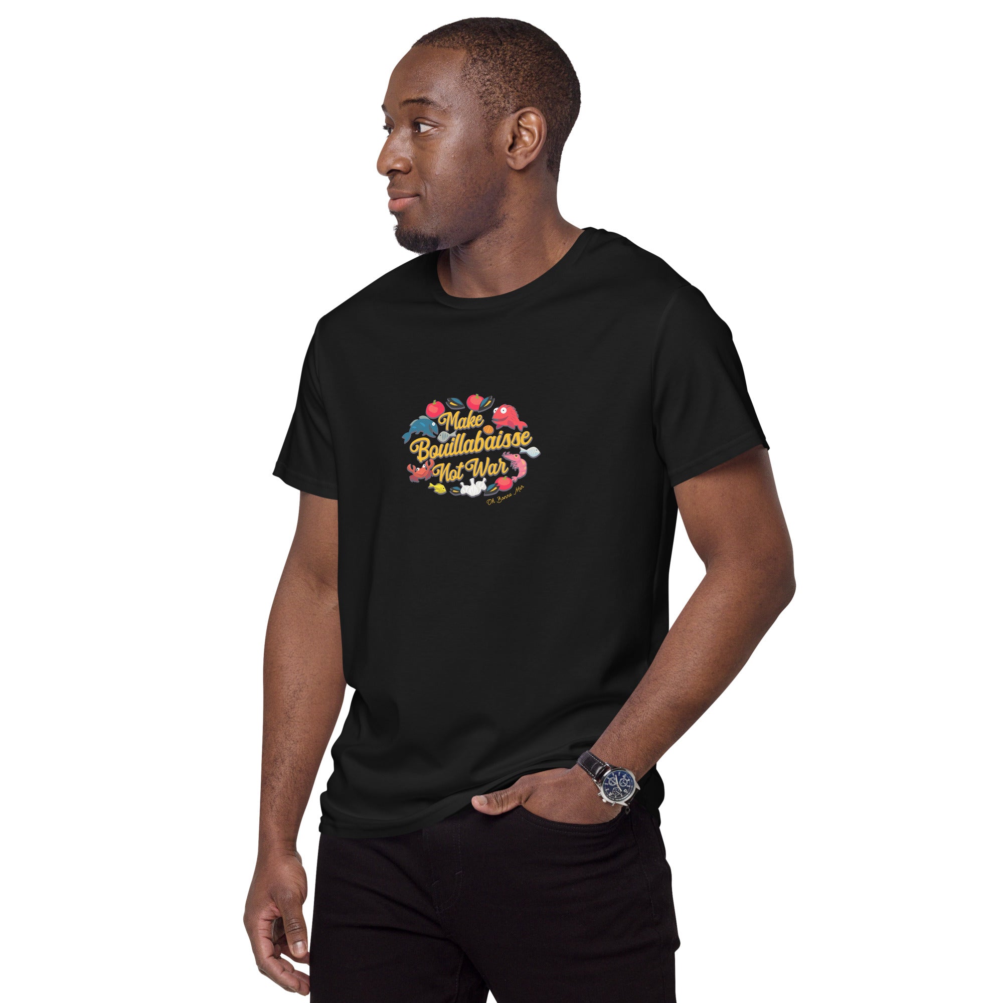 T-shirt premium en coton homme Make Bouillabaisse Not War Oh Bonne Mer