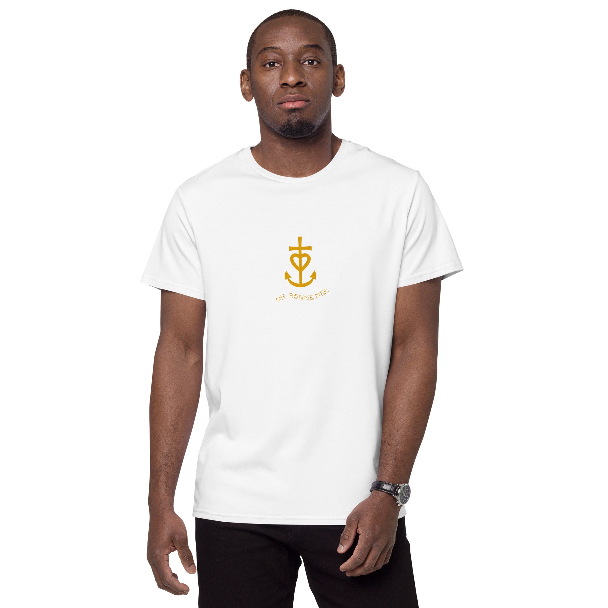 T-shirt premium en coton homme Croix de Camargue dorée Oh Bonne mer