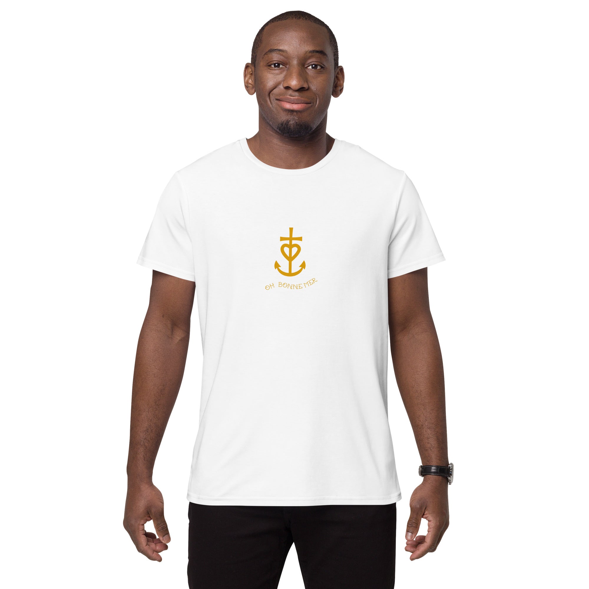 T-shirt premium en coton homme Croix de Camargue dorée Oh Bonne mer