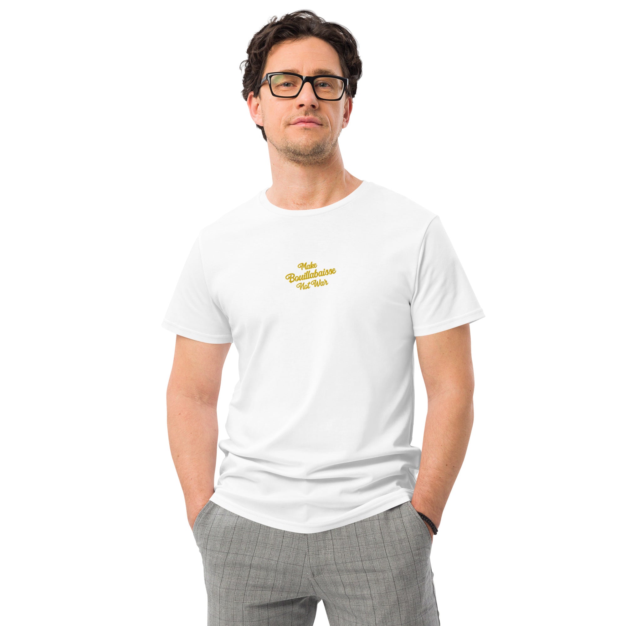 T-shirt premium en coton homme Make Bouillabaisse Not War brodé