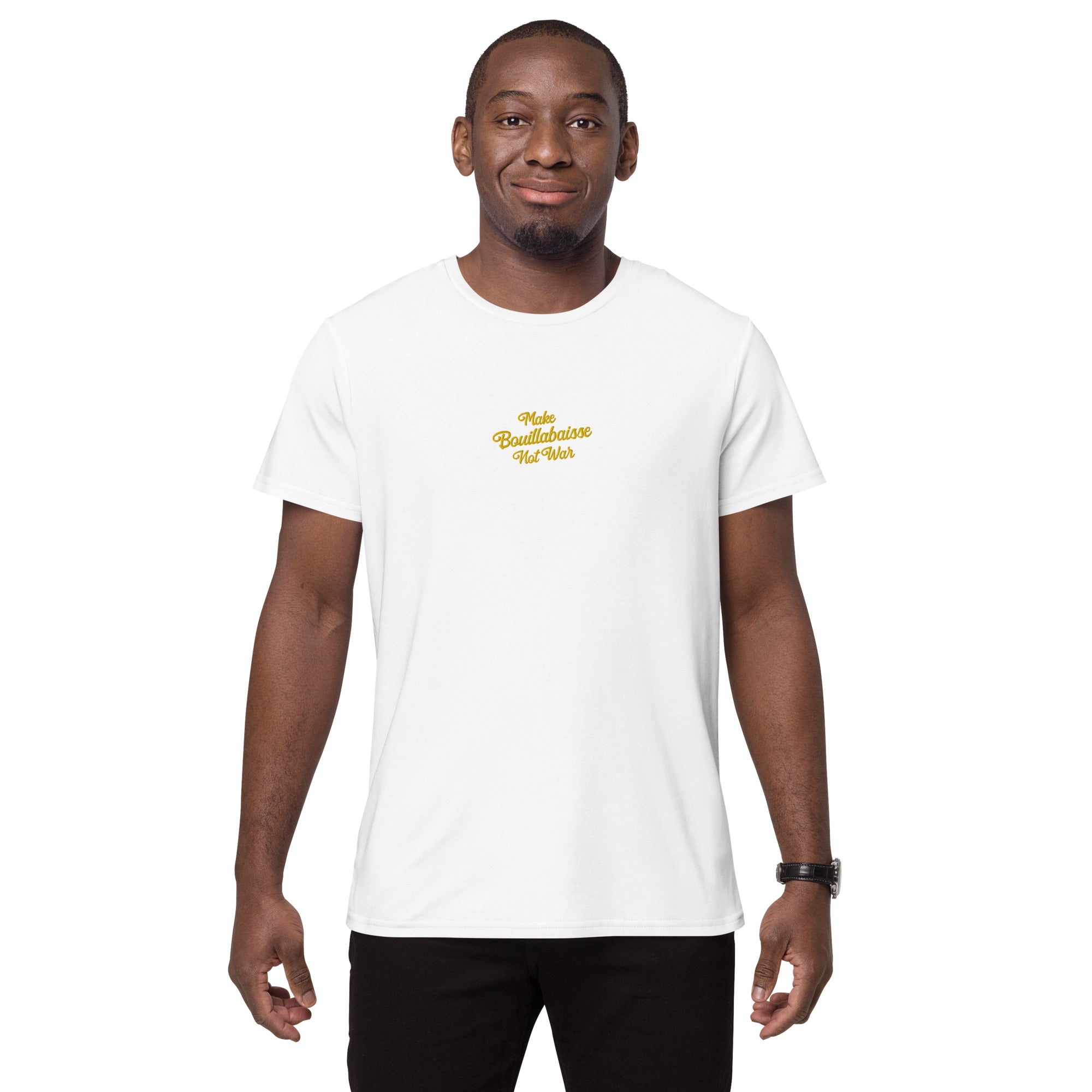 T-shirt premium en coton homme Make Bouillabaisse Not War brodé