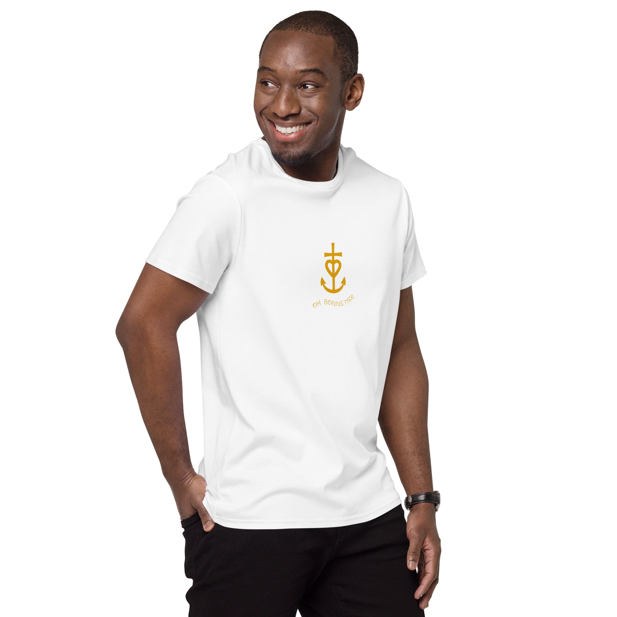 T-shirt premium en coton homme Croix de Camargue dorée Oh Bonne mer