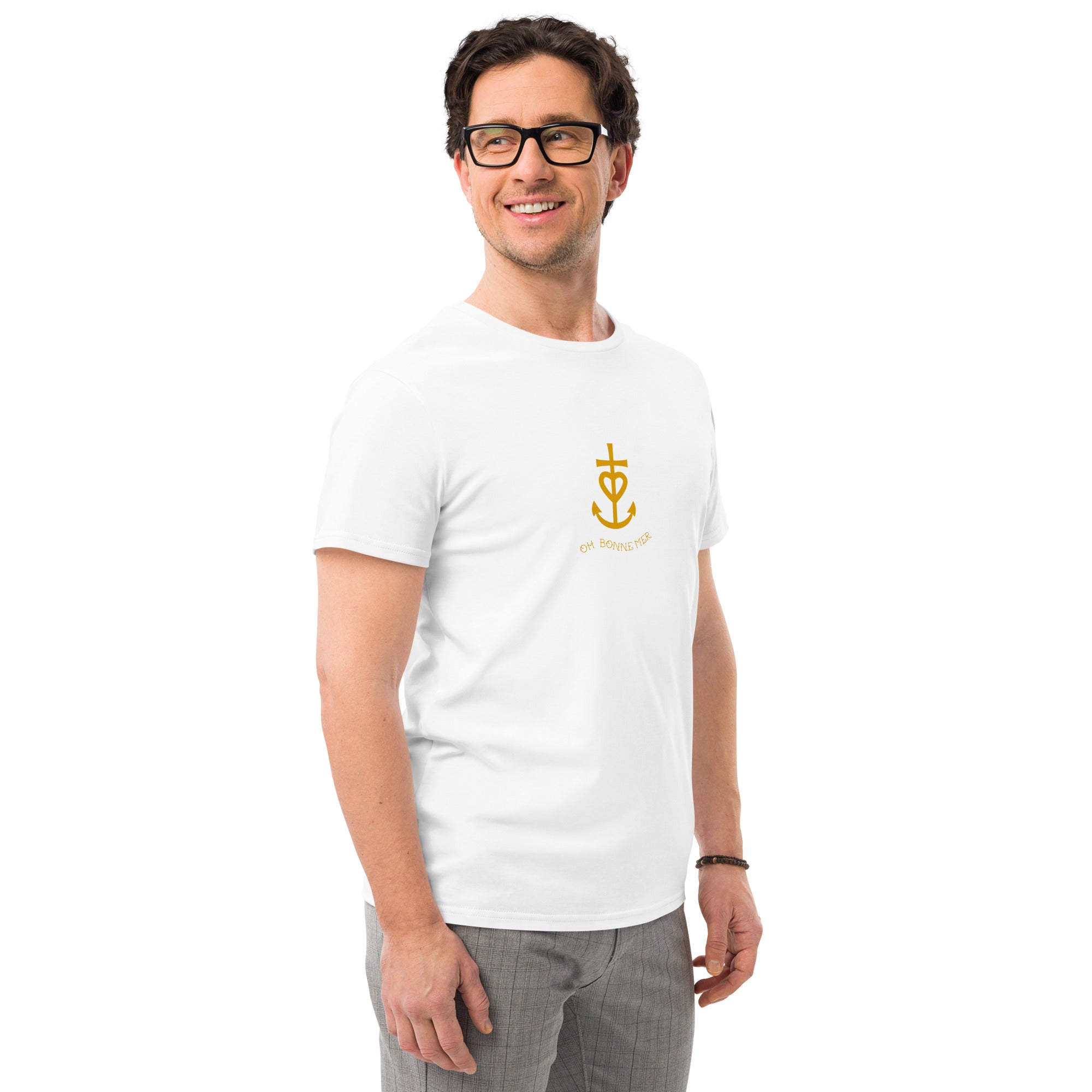 T-shirt premium en coton homme Croix de Camargue dorée Oh Bonne mer